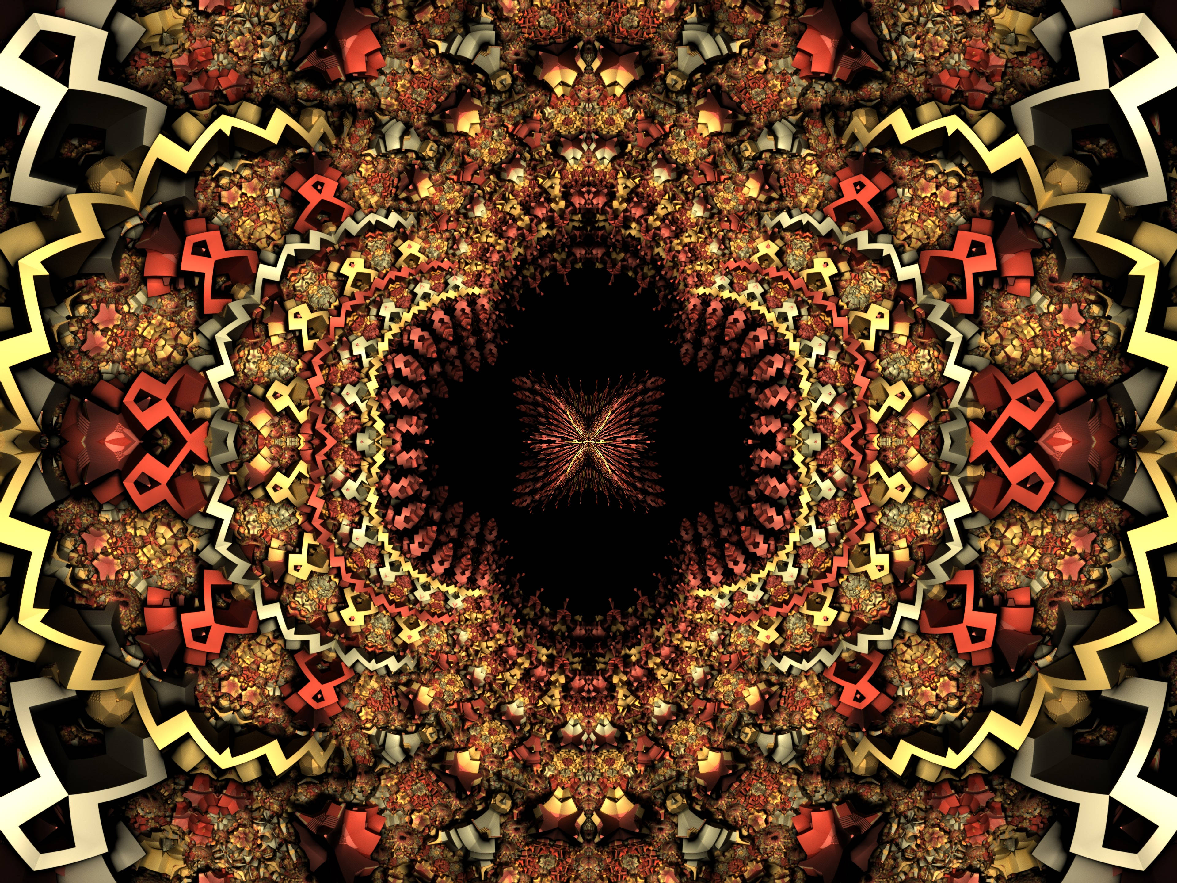 geometric shapes, red gold, black, 4K Desktop Wallpaper