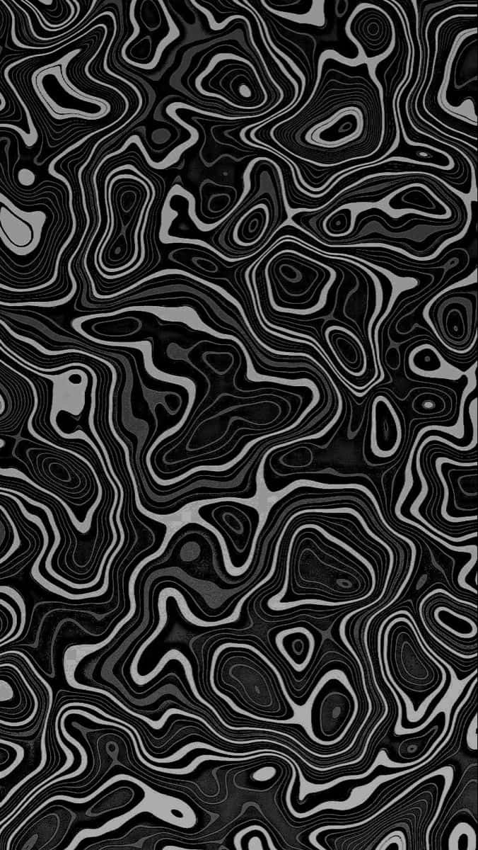 abstract black and white topographic pattern, black and white, flowing wavy lines, SD Phone Wallpaper