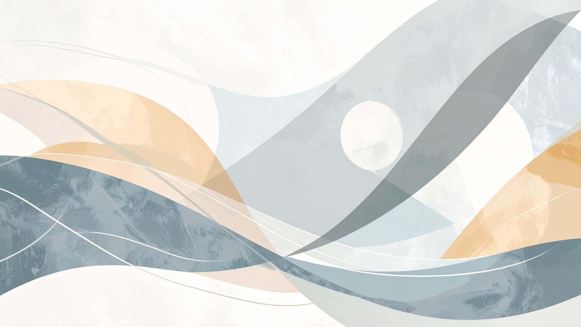 abstract flowing ribbons, soft beige gray, blue tones, Full HD Desktop Wallpaper