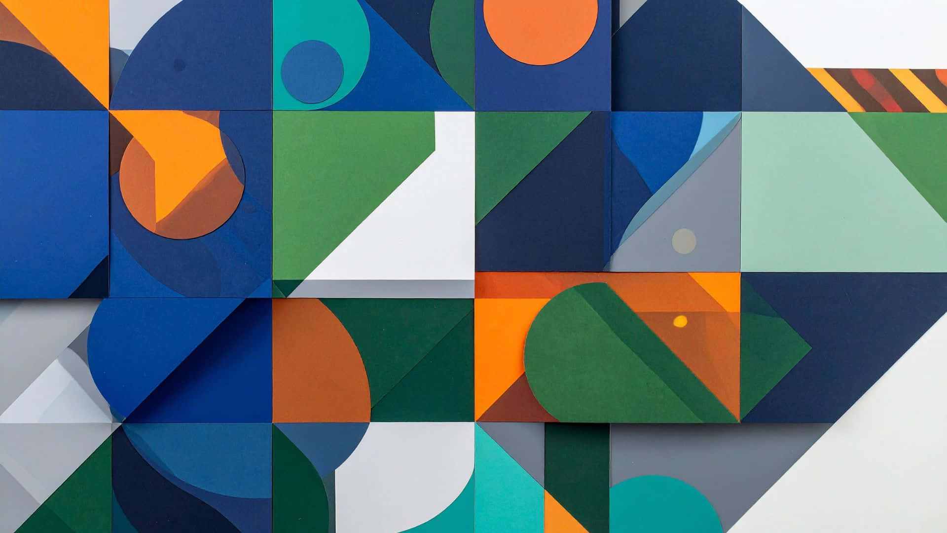 colorful geometric abstract shapes, bold blues, greens, Full HD Desktop Wallpaper