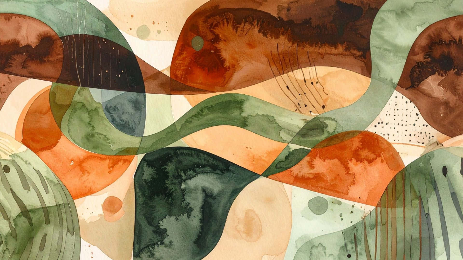 abstract organic shapes, watercolor artwork, flowing organic shapes, Full HD Desktop Wallpaper