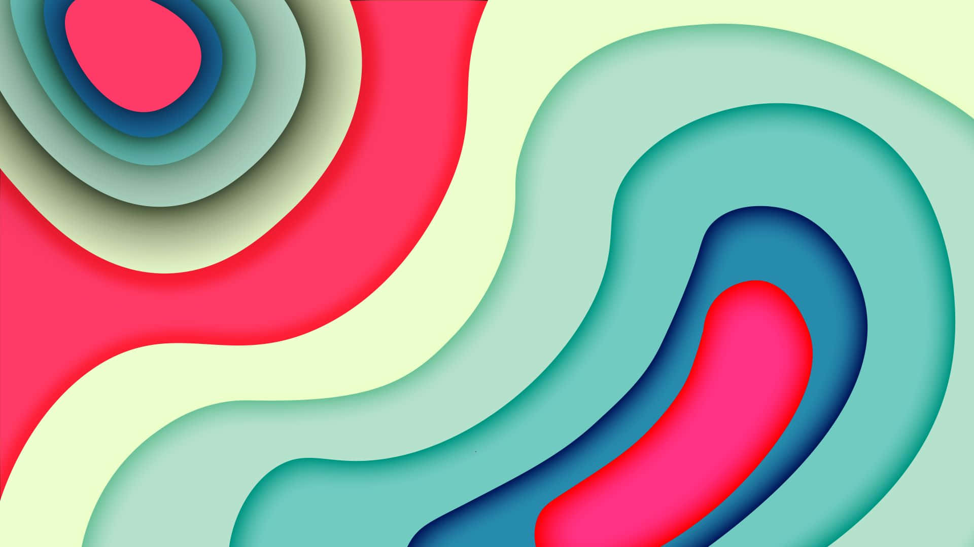 colorful layered abstract shapes, pink, teal, Full HD Desktop Wallpaper