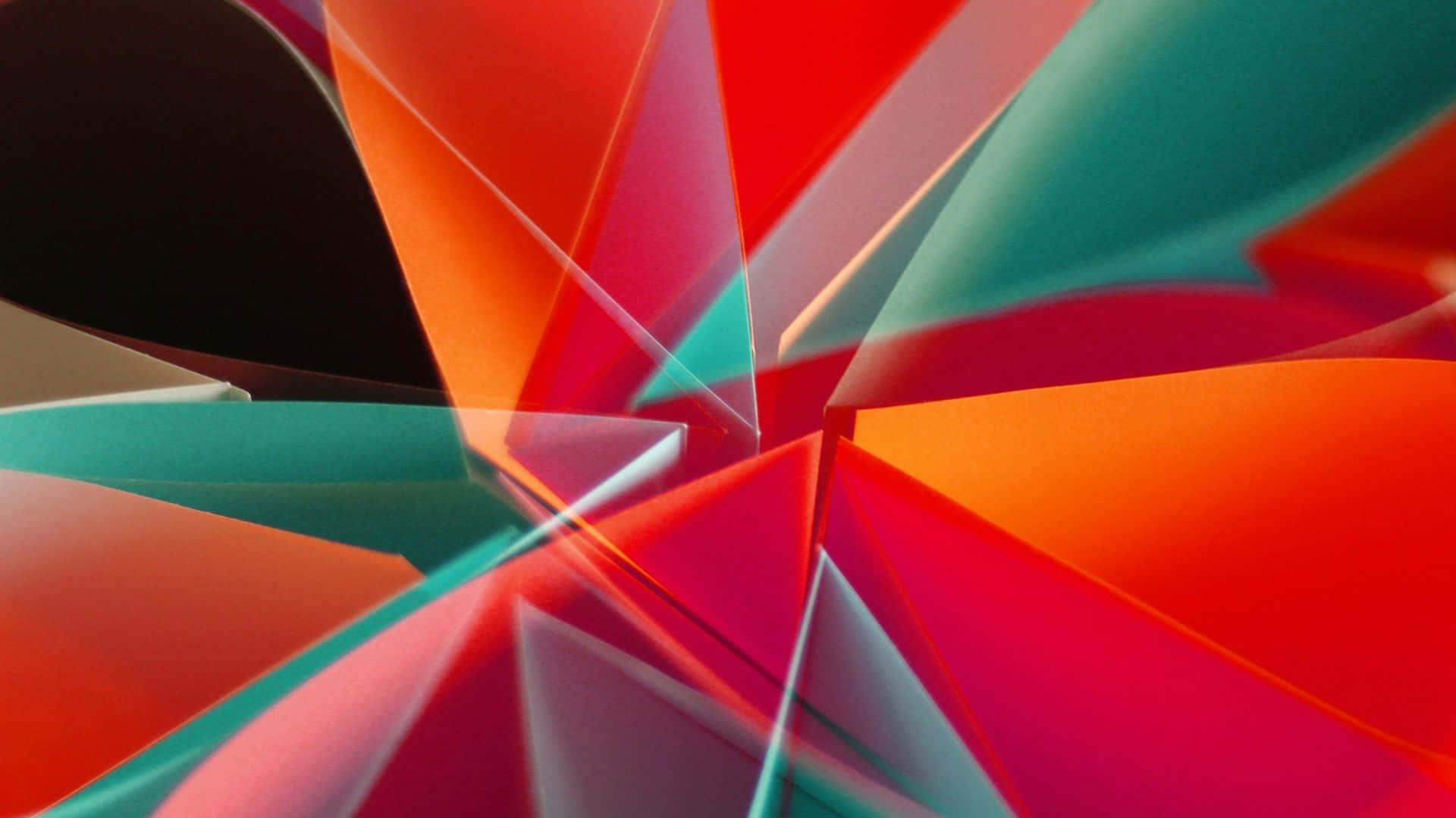 vibrant abstract geometric shapes, red, teal, Full HD Desktop Wallpaper