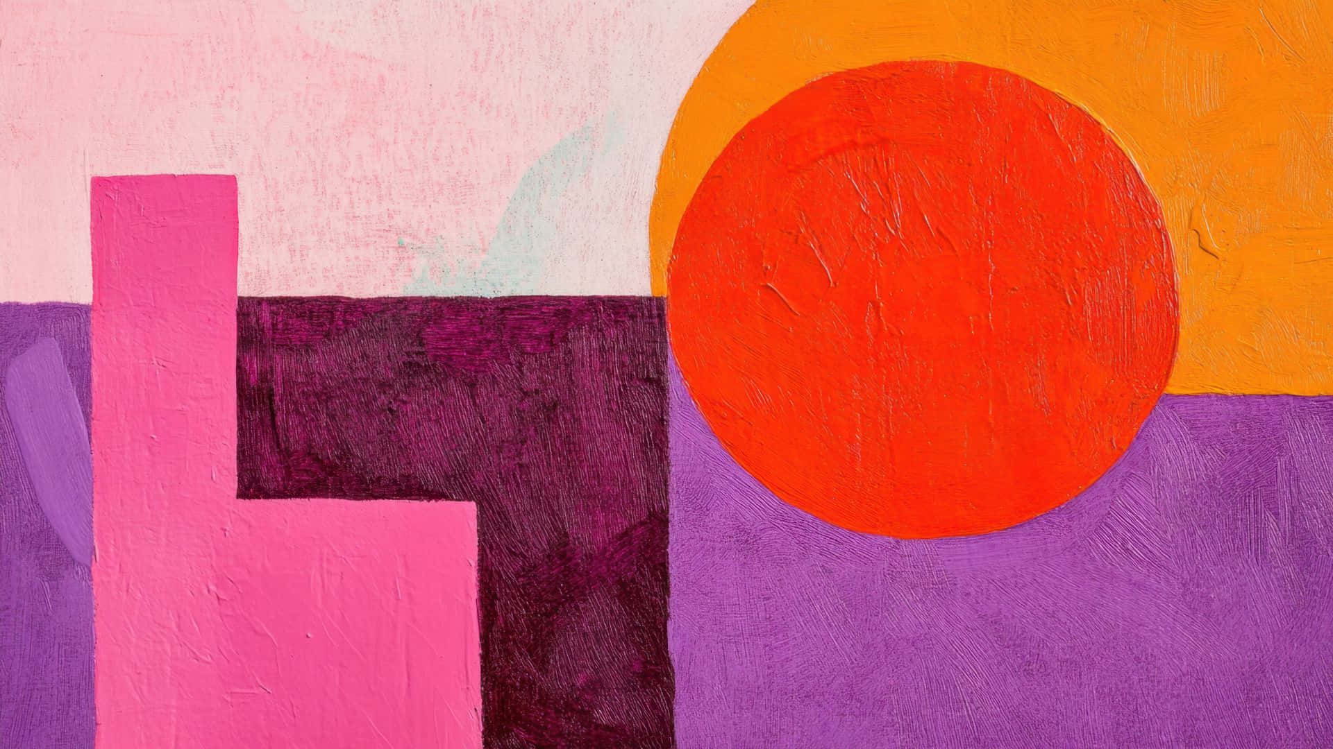 abstract geometric shapes, orange-red circle, pink purple, Full HD Desktop Wallpaper