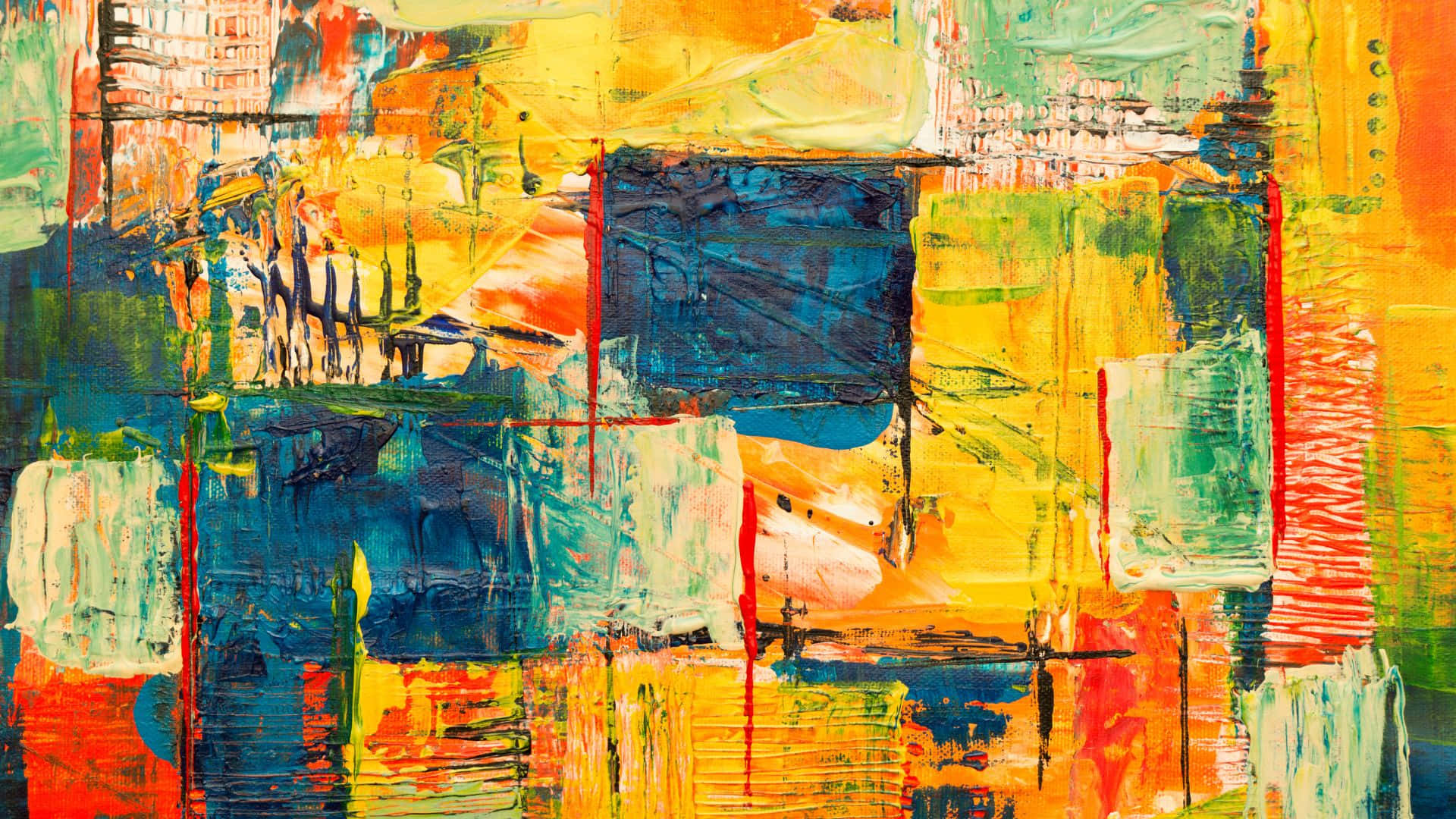 colorful abstract shapes art, vibrant abstract painting, bold strokes, Full HD Desktop Wallpaper