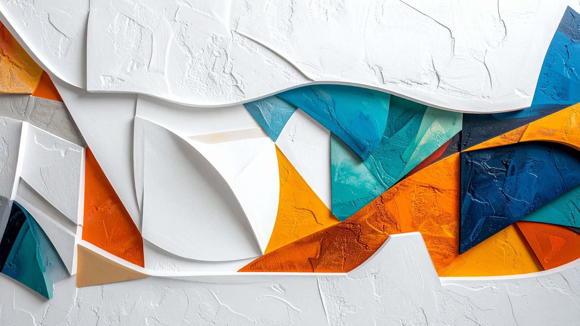 abstract geometric shapes, orange, teal, Full HD Desktop Wallpaper