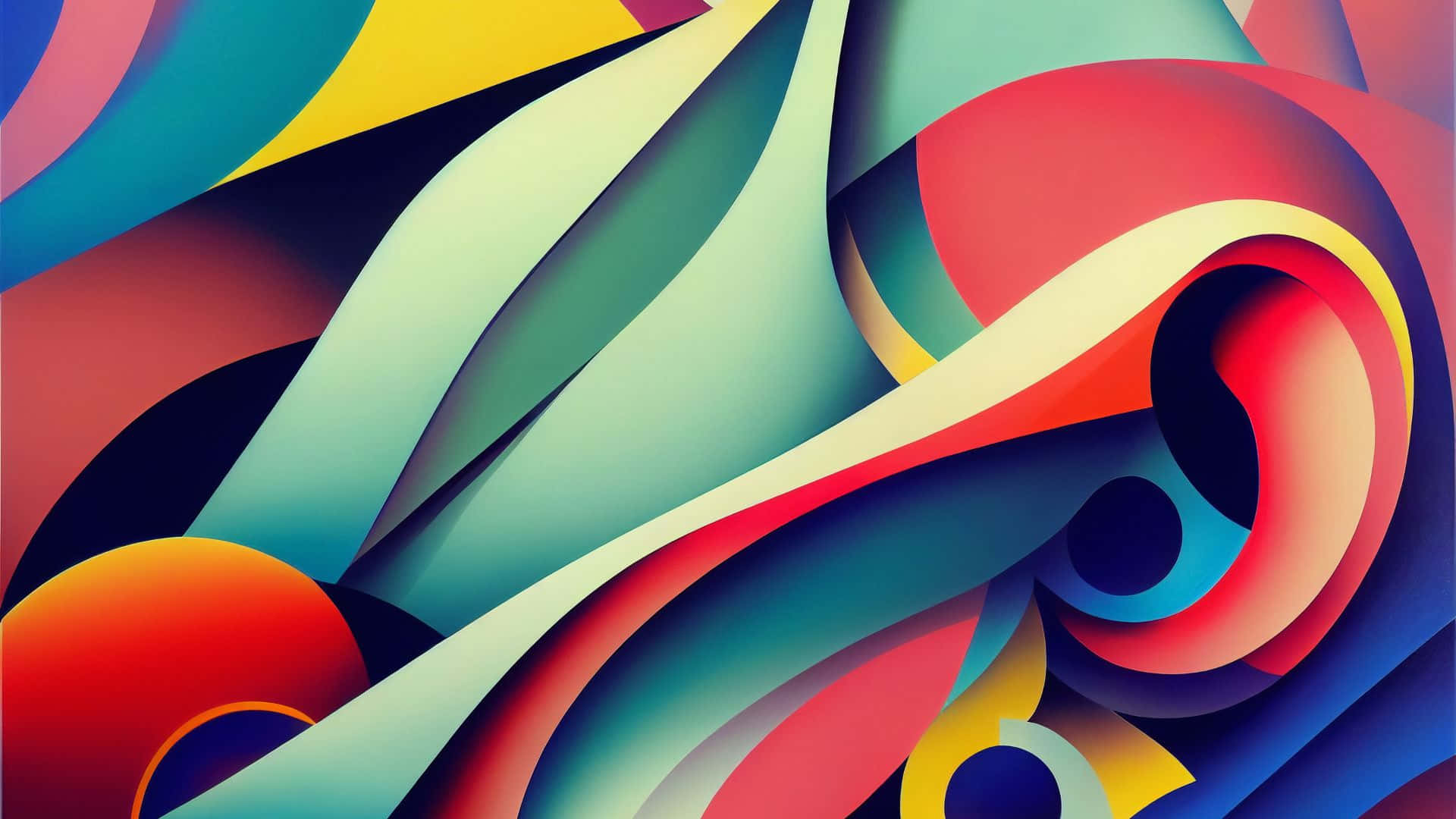 colorful abstract paper shapes, red, blue, Full HD Desktop Wallpaper