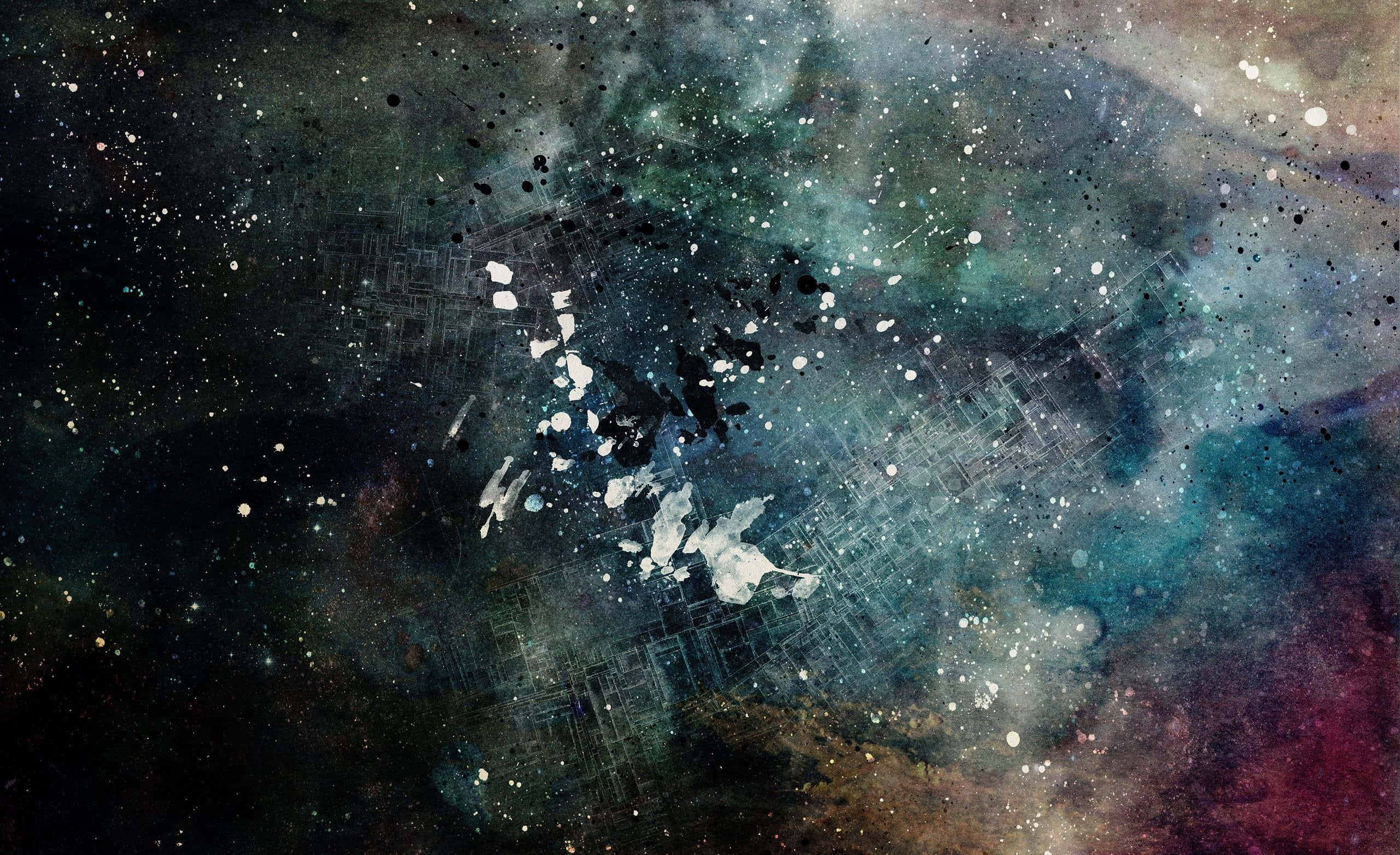 Abstract Space, cosmic nebula, teal, 2K Desktop Wallpaper