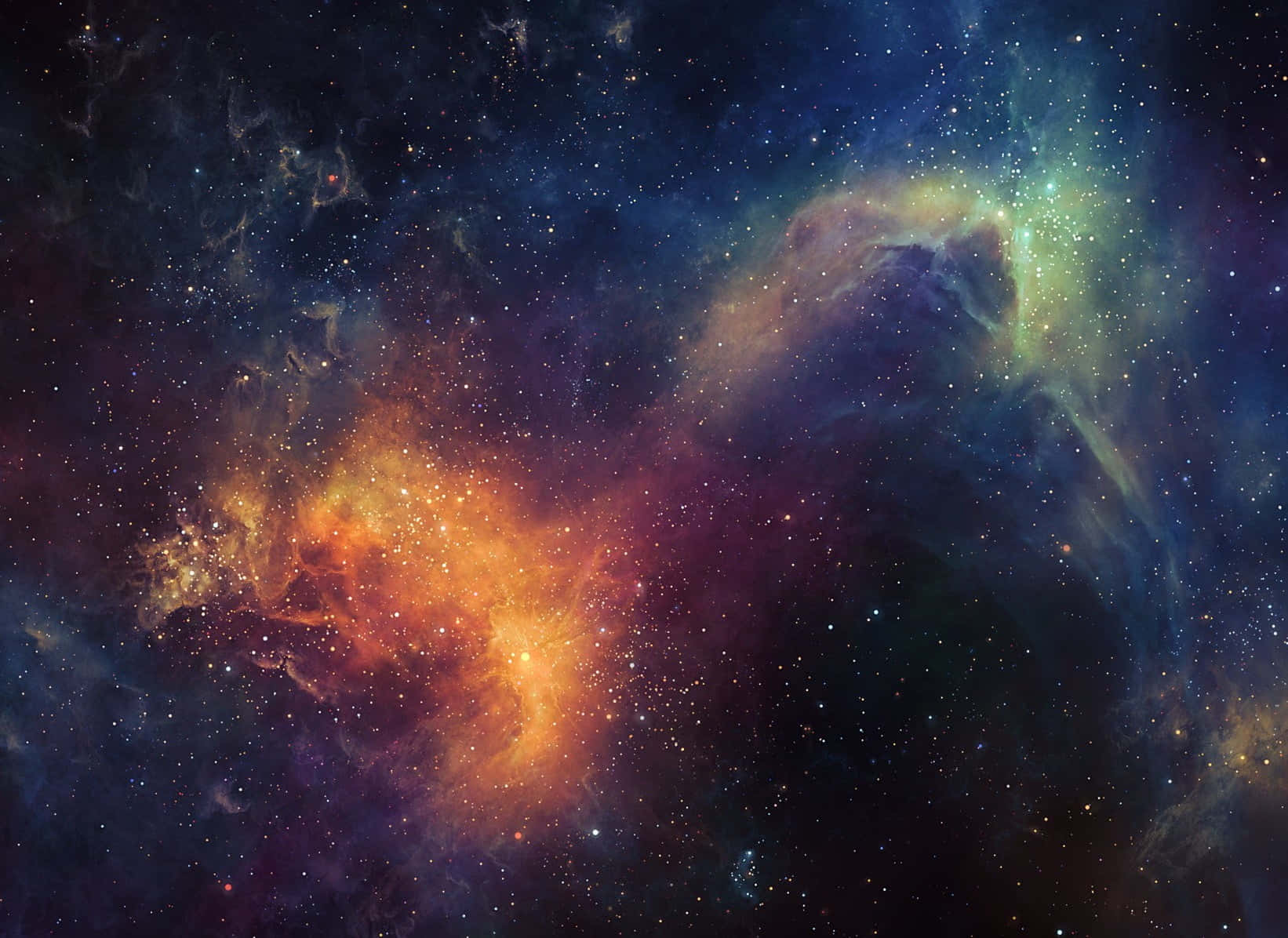 cosmic nebulae, fiery orange, electric green, HD Desktop Wallpaper