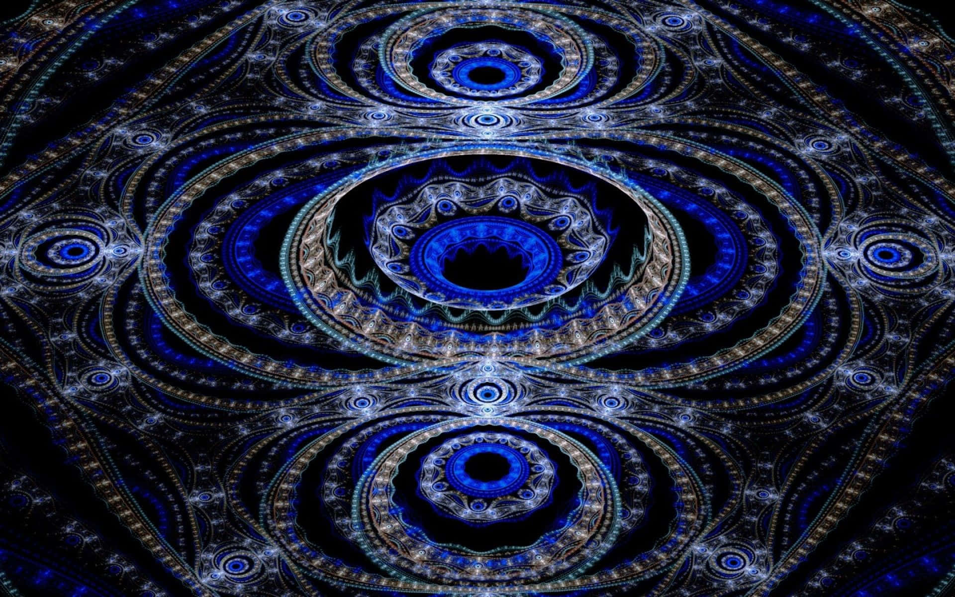 fractals, blue, gold, Full HD Desktop Wallpaper