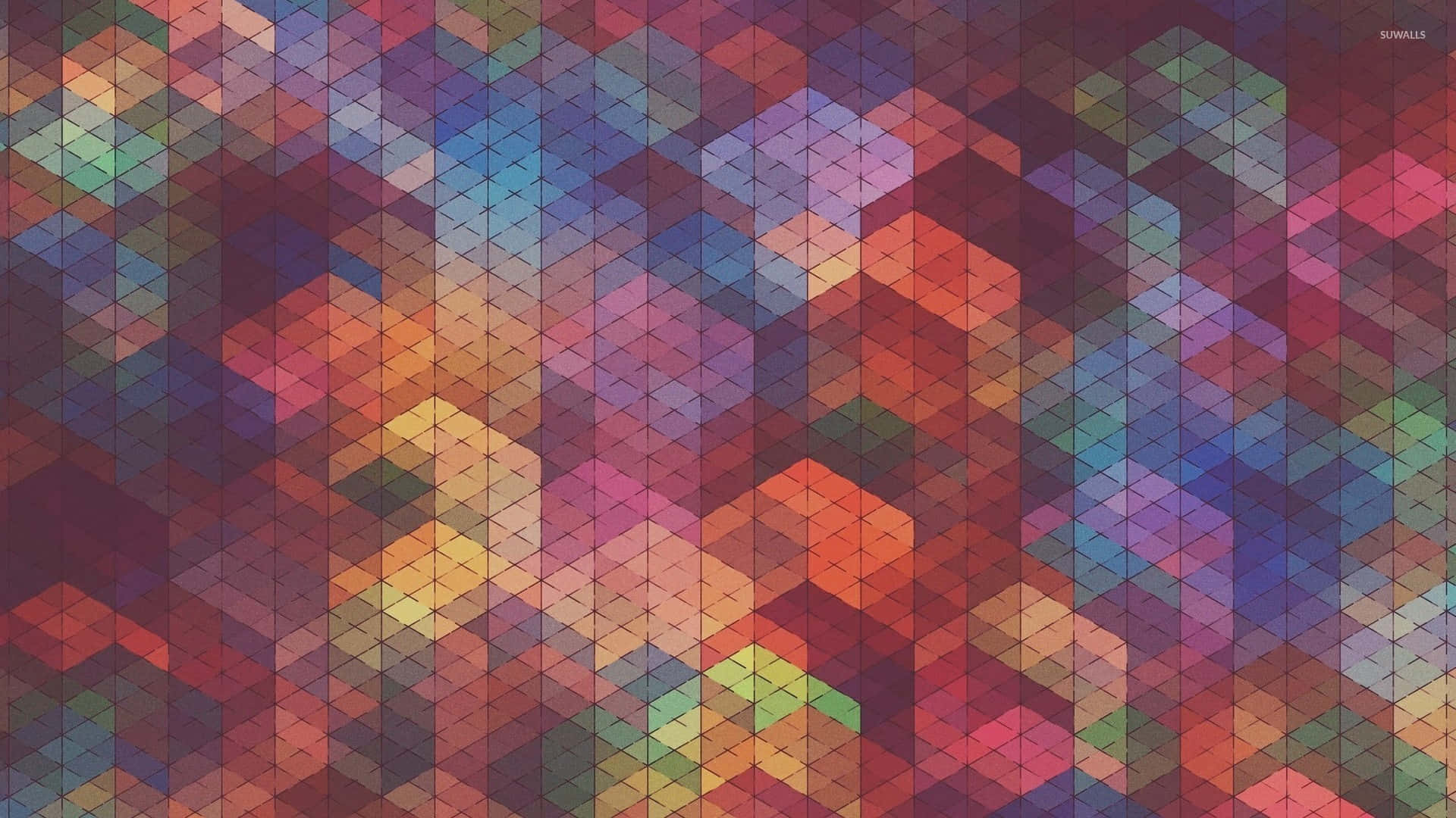 colorful geometric cubism, overlapping colorful hexagons, warm cool tones, Full HD Desktop Wallpaper
