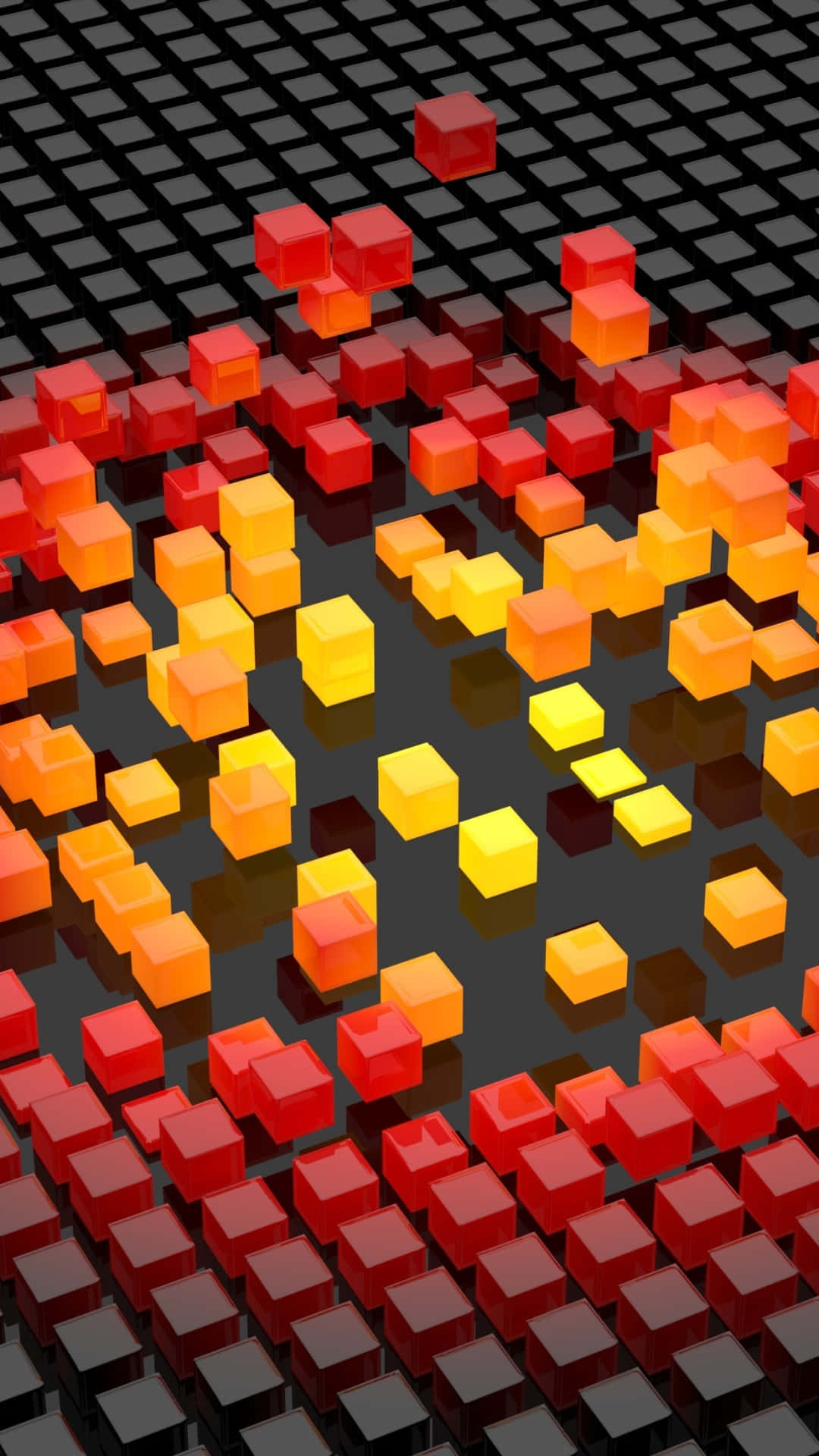 abstract3 d cubes gradient, red orange and yellow, translucent cubes, Full HD Phone Wallpaper