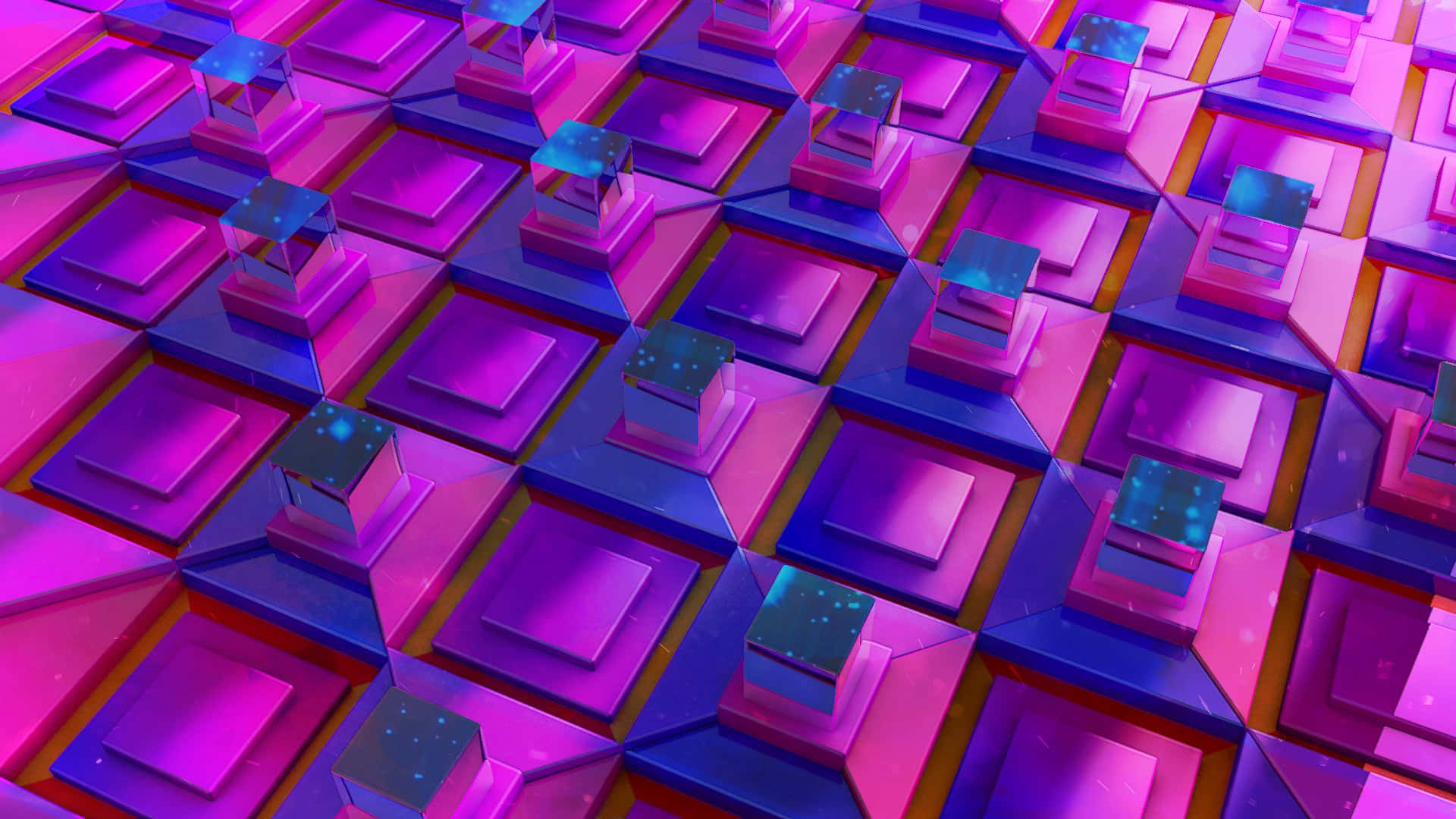 glowing purple, blue cubes, repeating grid, Full HD Desktop Wallpaper