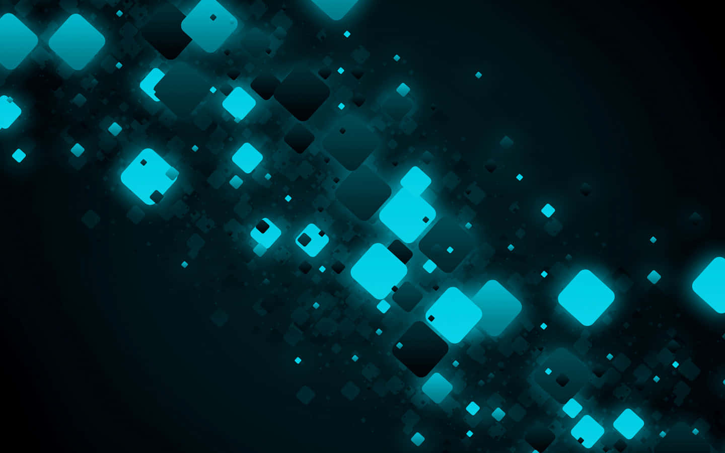 abstract blue square pattern, glowing cyan squares, dark teal gradient background, HD Desktop Wallpaper