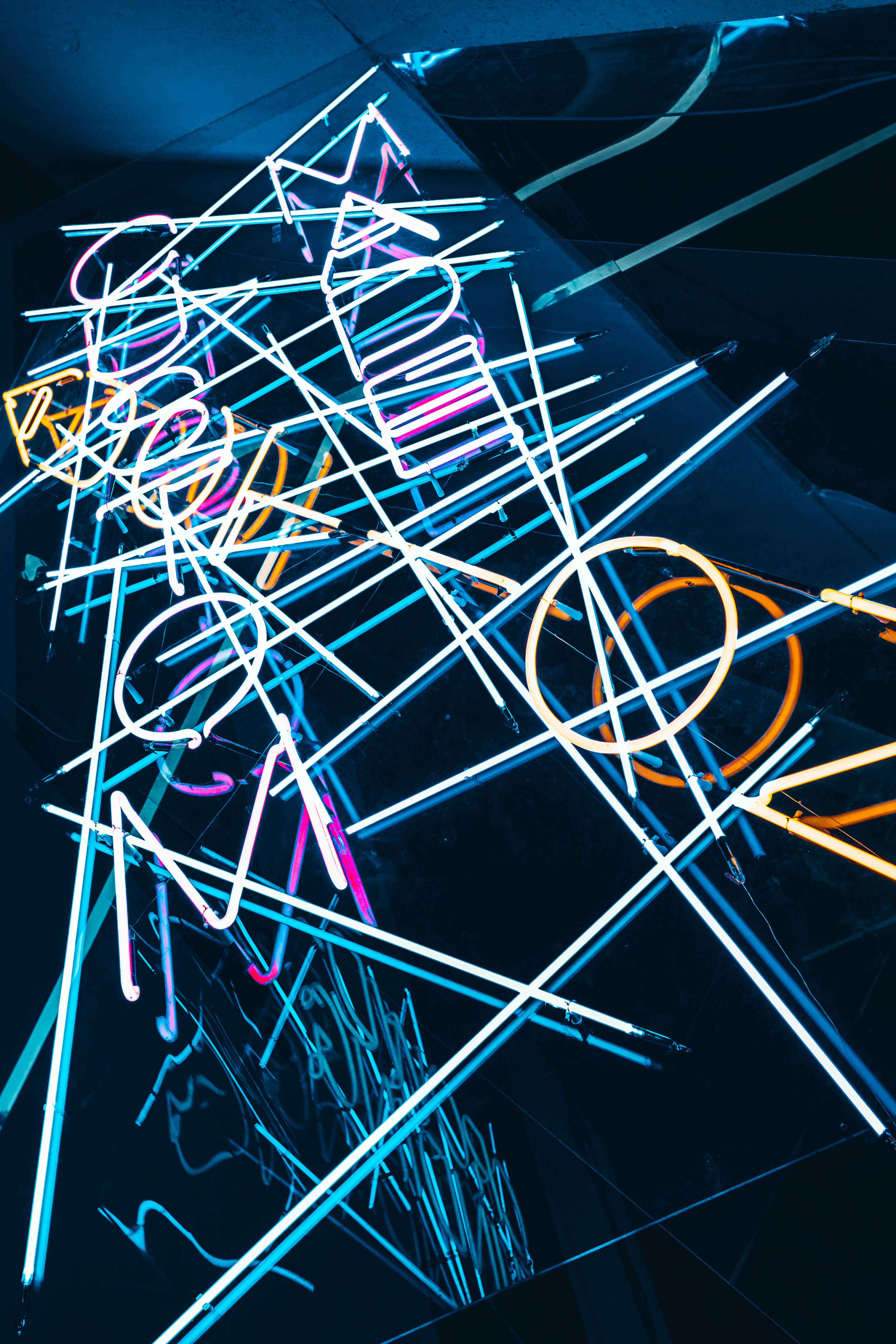 neon tubes, blue, pink, 5K Phone Wallpaper