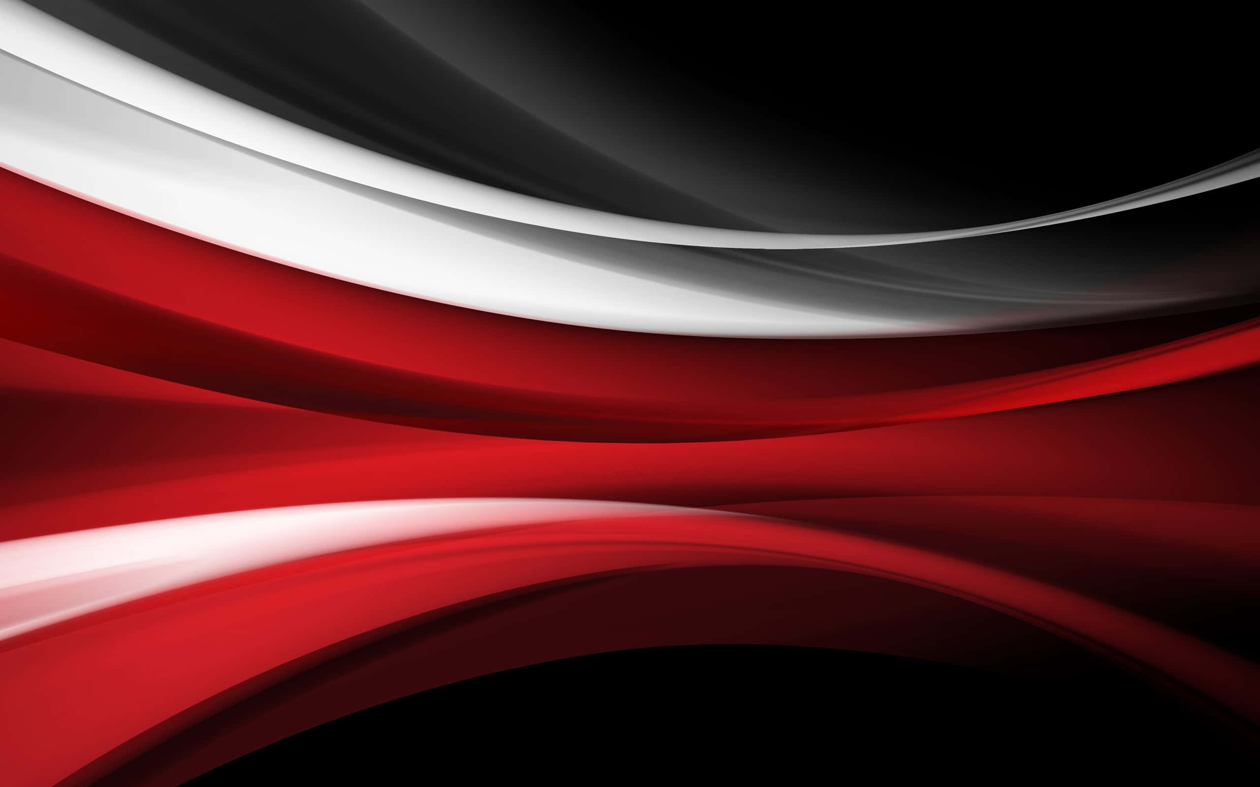 abstract redand black waves, red white and black, smooth curved layers, 2K Desktop Wallpaper