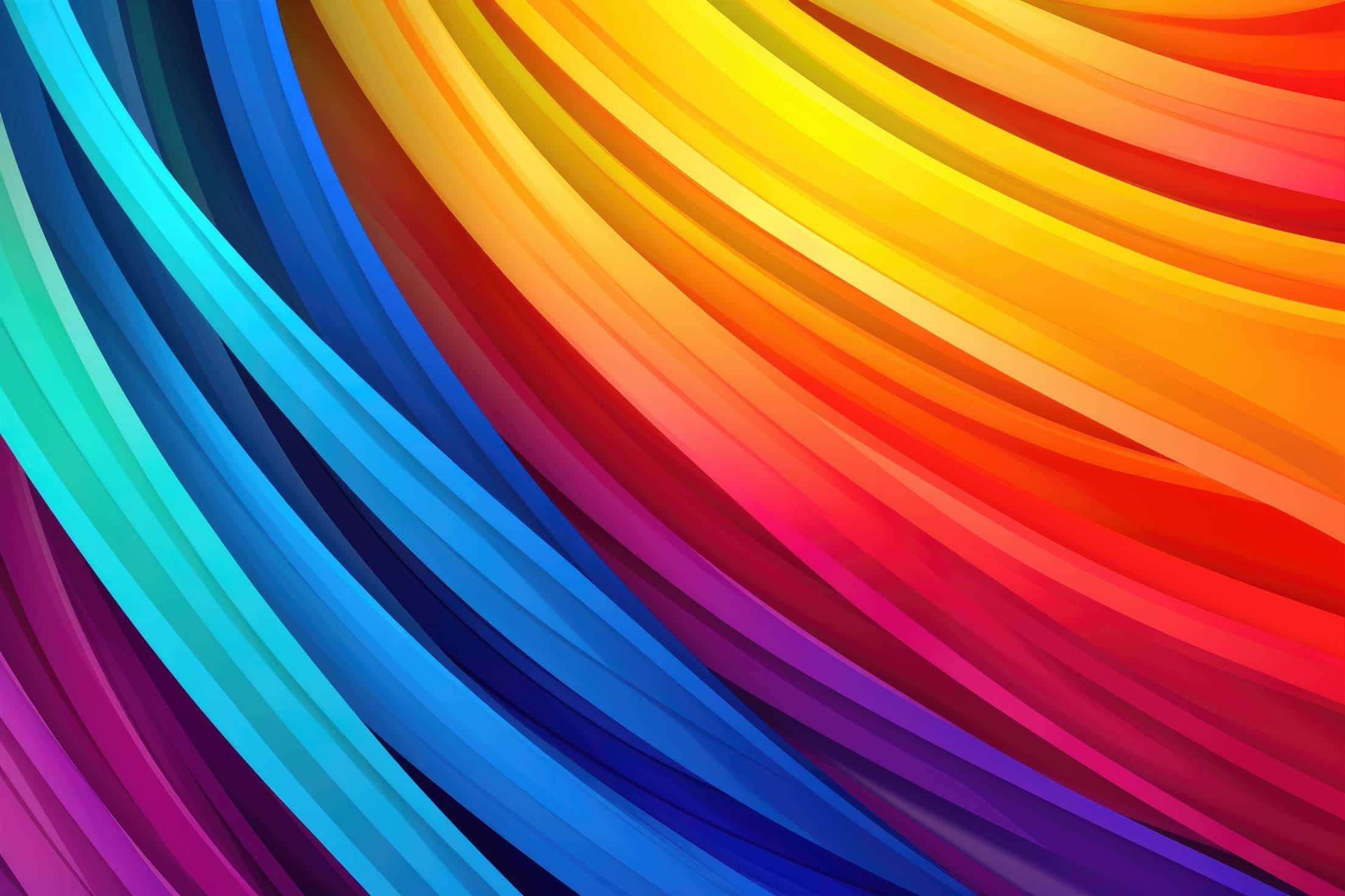 vibrant rainbow-colored curved stripes, diagonally, dynamic gradient pattern, Full HD Desktop Wallpaper