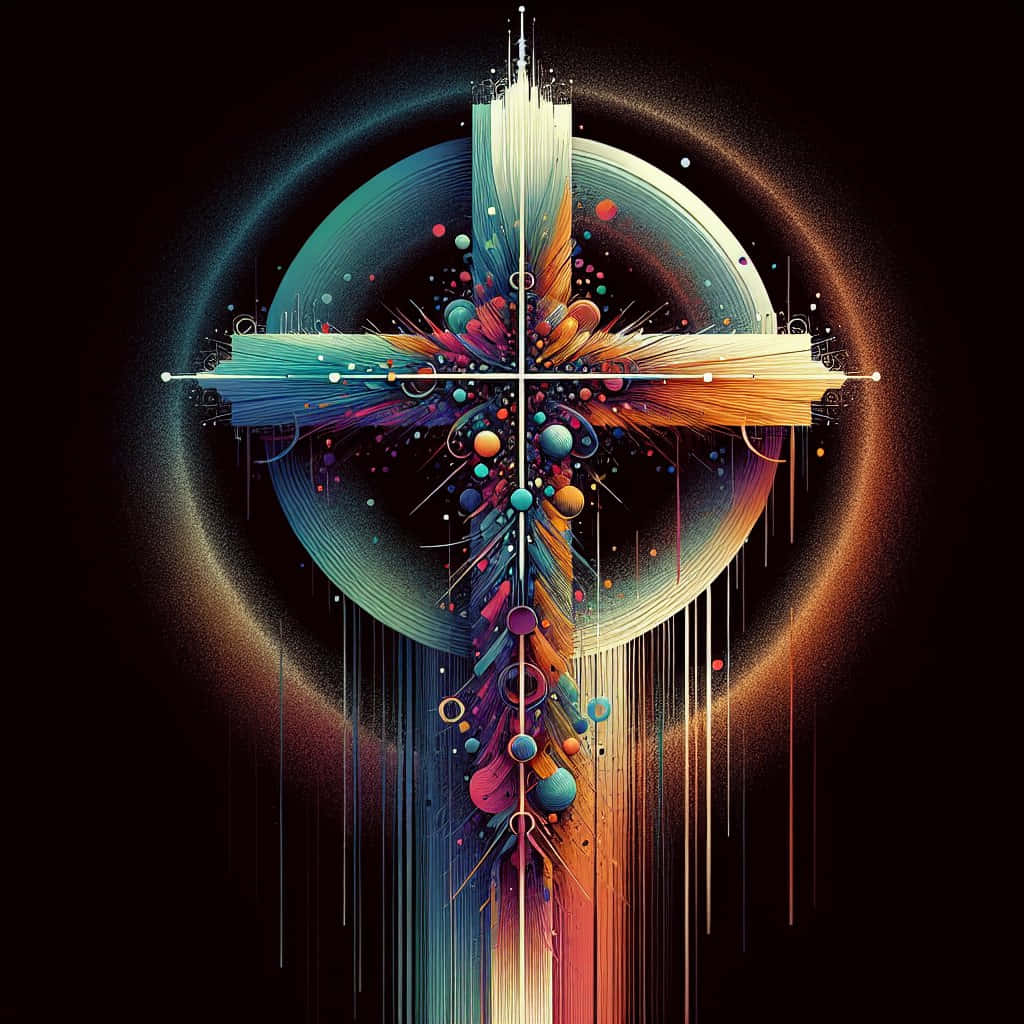 Abstract Vibrant Cross Art, colorful abstract particles, glowing orbs, SD Desktop Wallpaper
