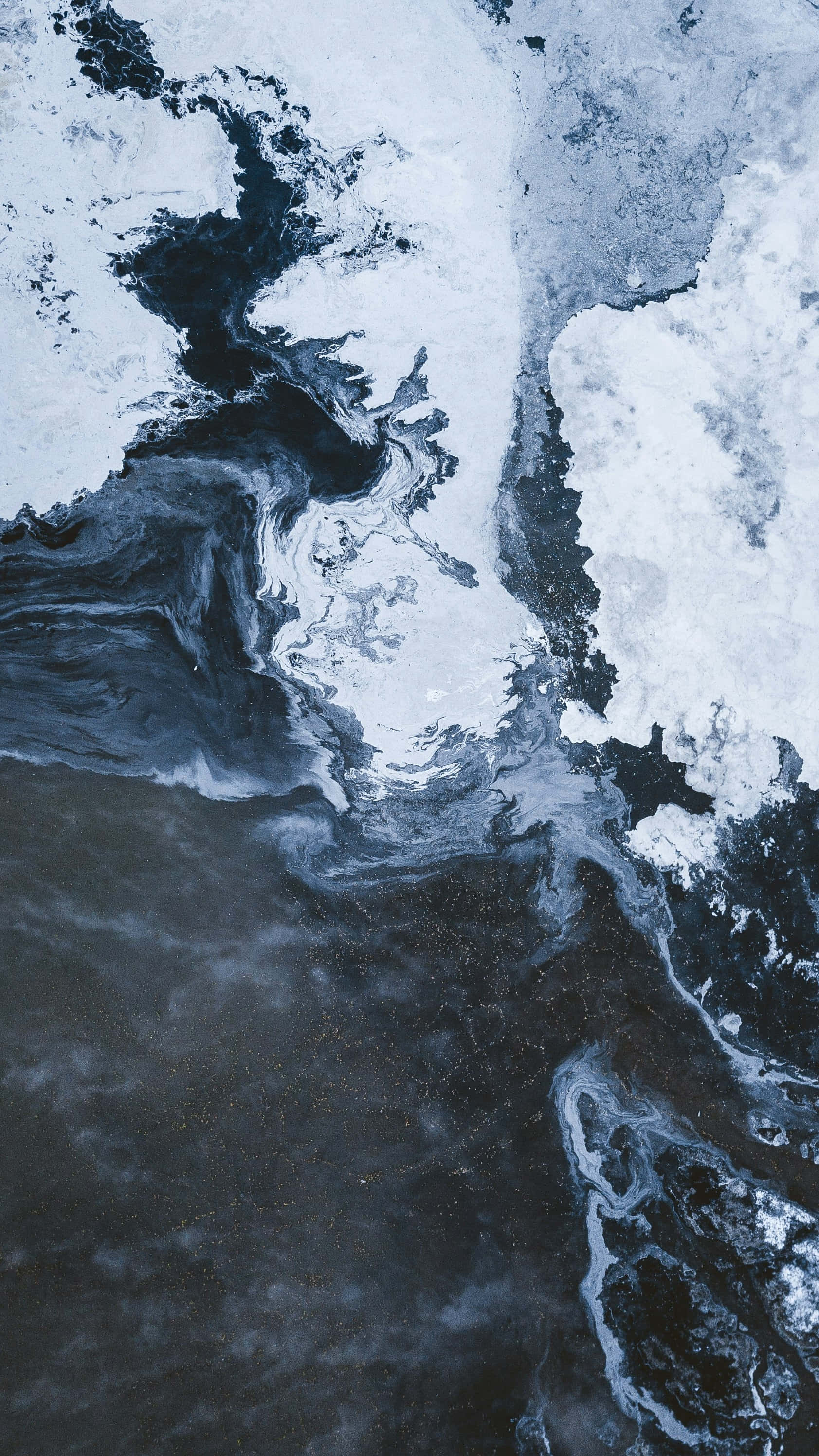 abstract ice and water patterns, cool blue and white tones, aerial view, 2K Phone Wallpaper
