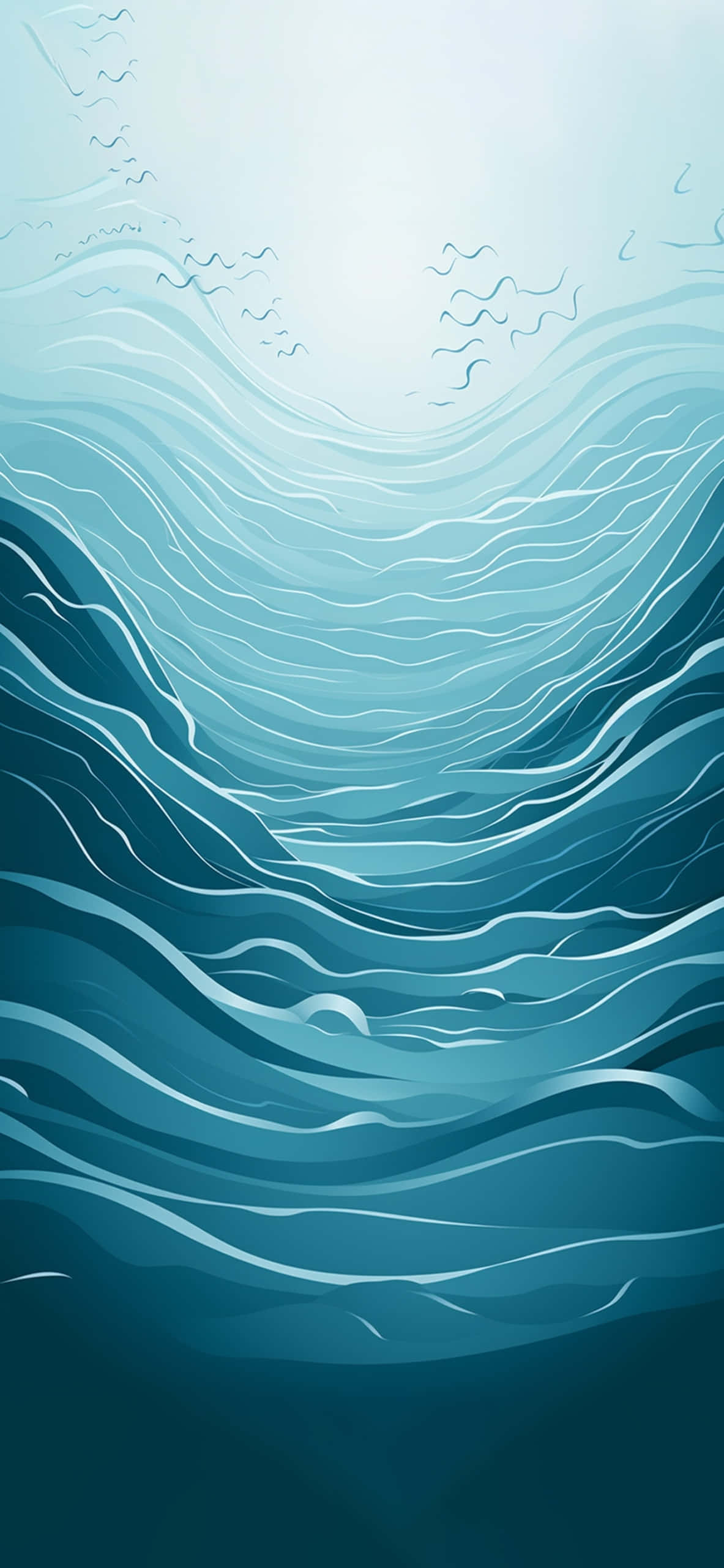 abstract underwater scene, gradient blues, wavy lines, 2K Phone Wallpaper