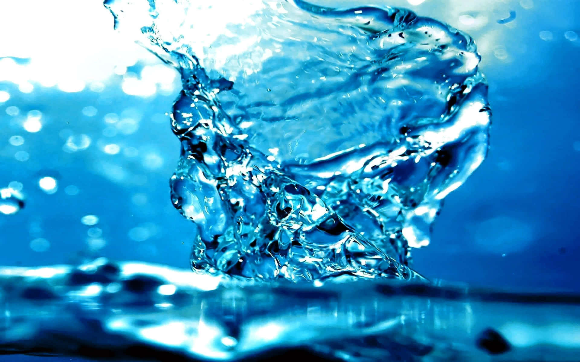 dynamic blue water splash, clear blue water, sparkling droplets, Full HD Desktop Wallpaper