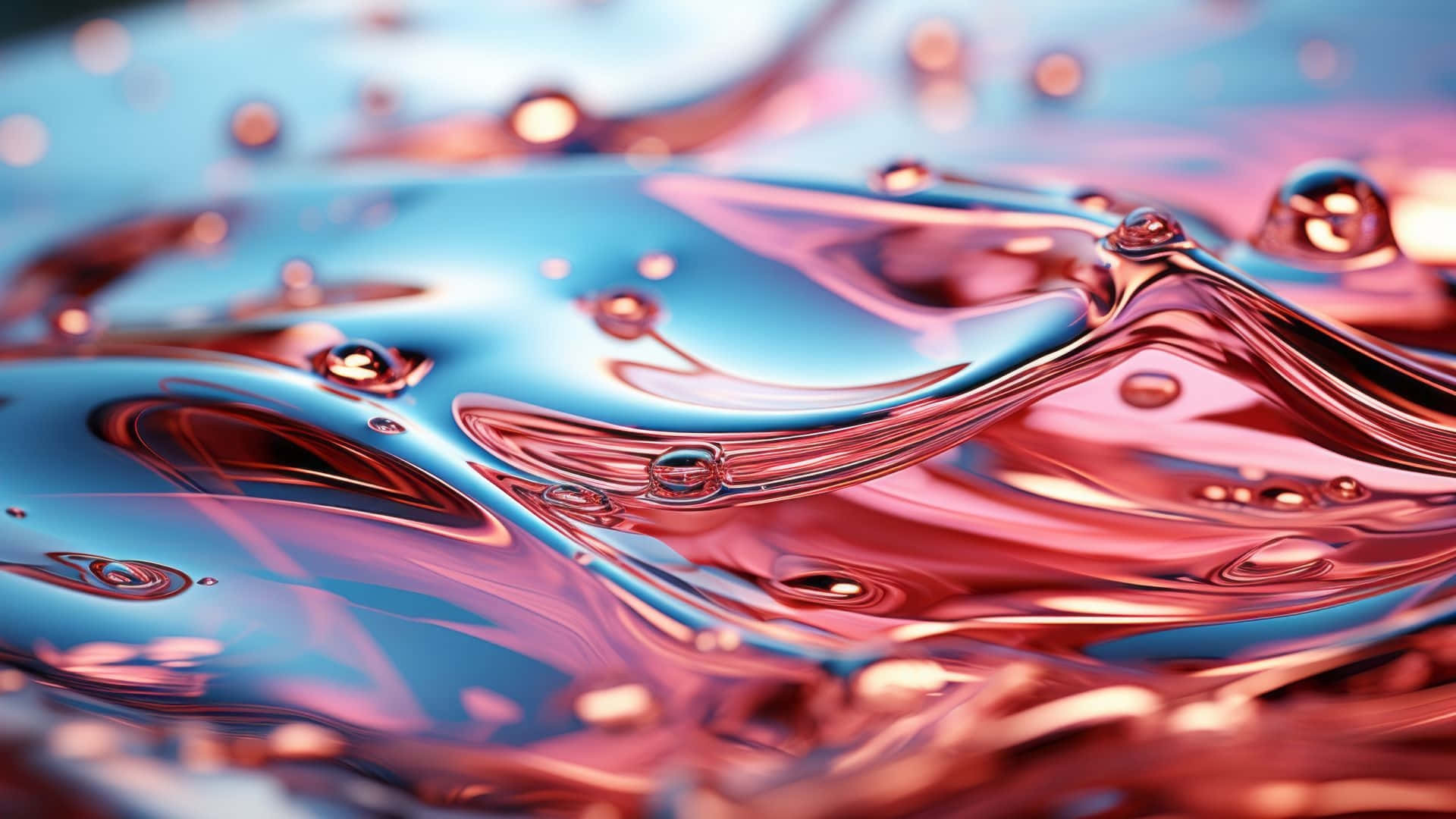 abstract water, iridescent liquid waves, pink and blue, Full HD Desktop Wallpaper