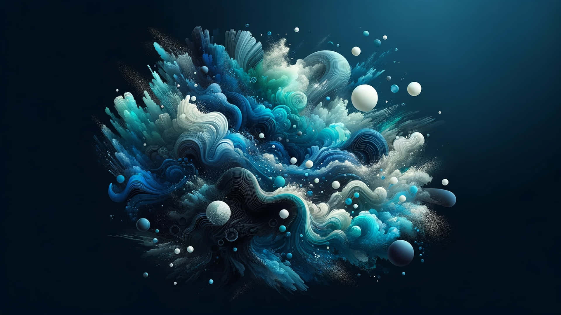 Abstract Aquatic Explosion, deep blues, whites, Full HD Desktop Wallpaper