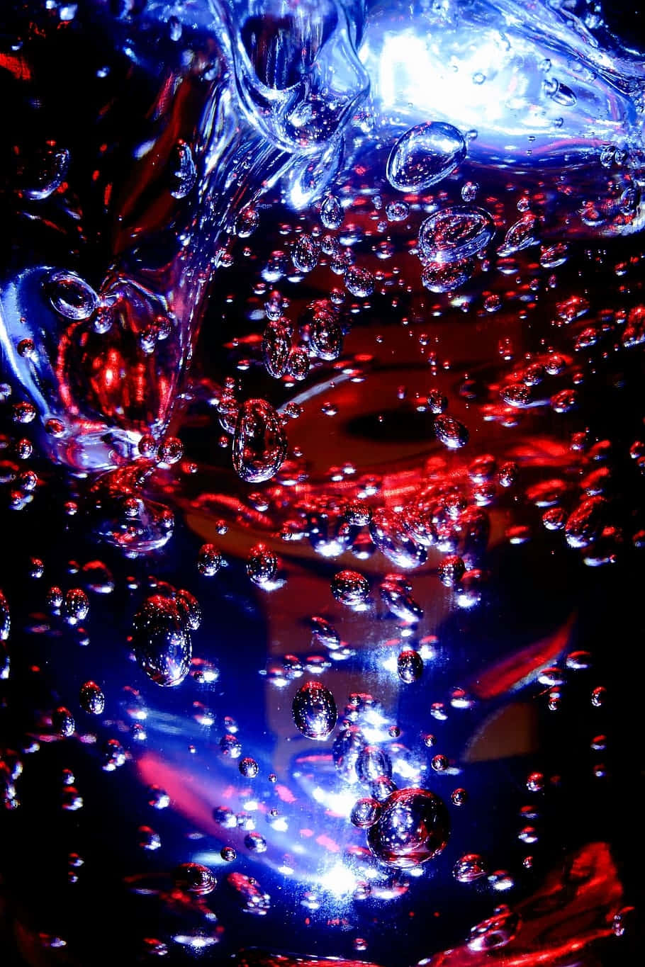 abstract red blue water bubbles, swirling blue and red liquid, glistening bubbles, HD Phone Wallpaper