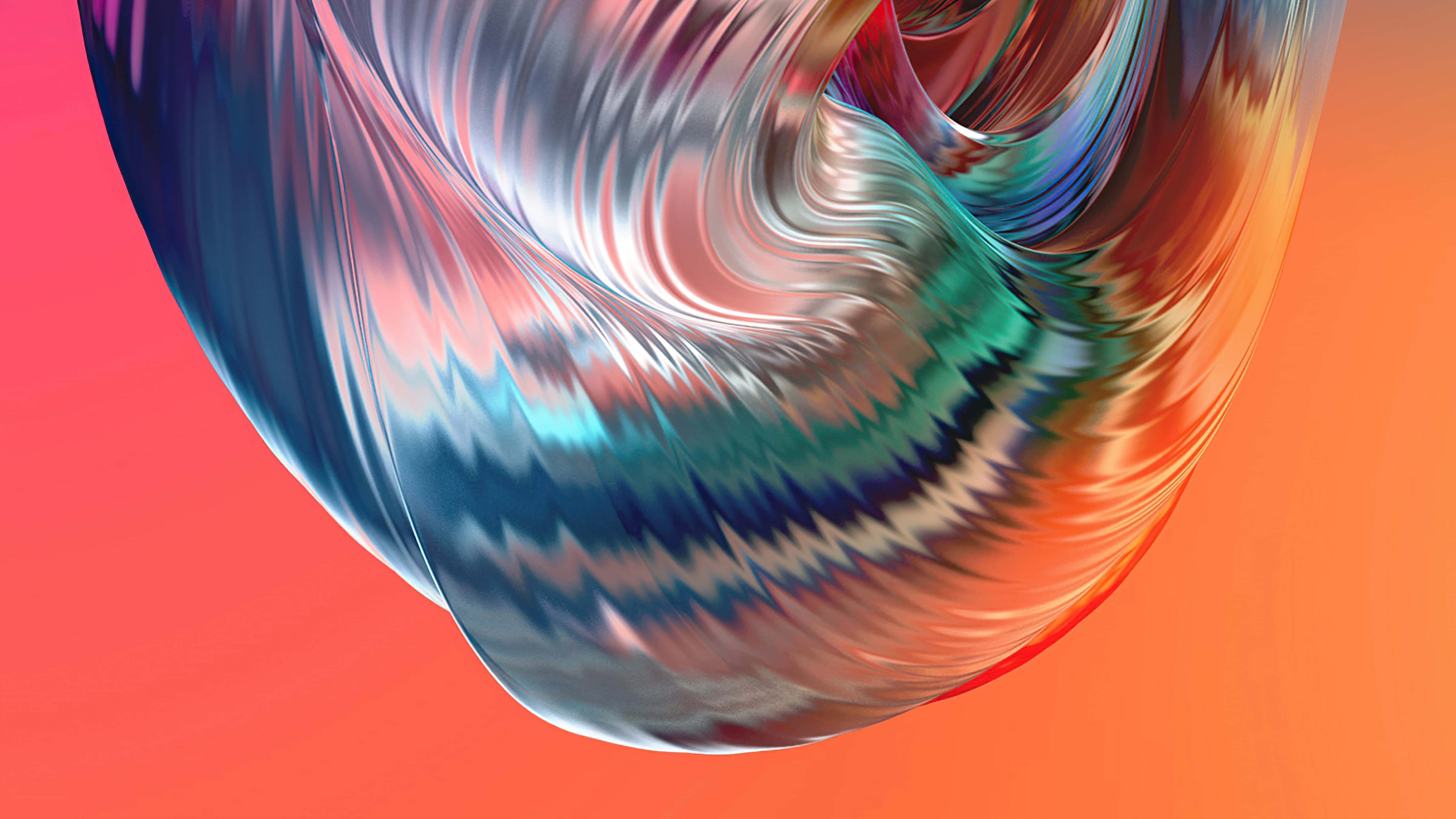 abstract water wave art, iridescent blue, pink, 5K Desktop Wallpaper