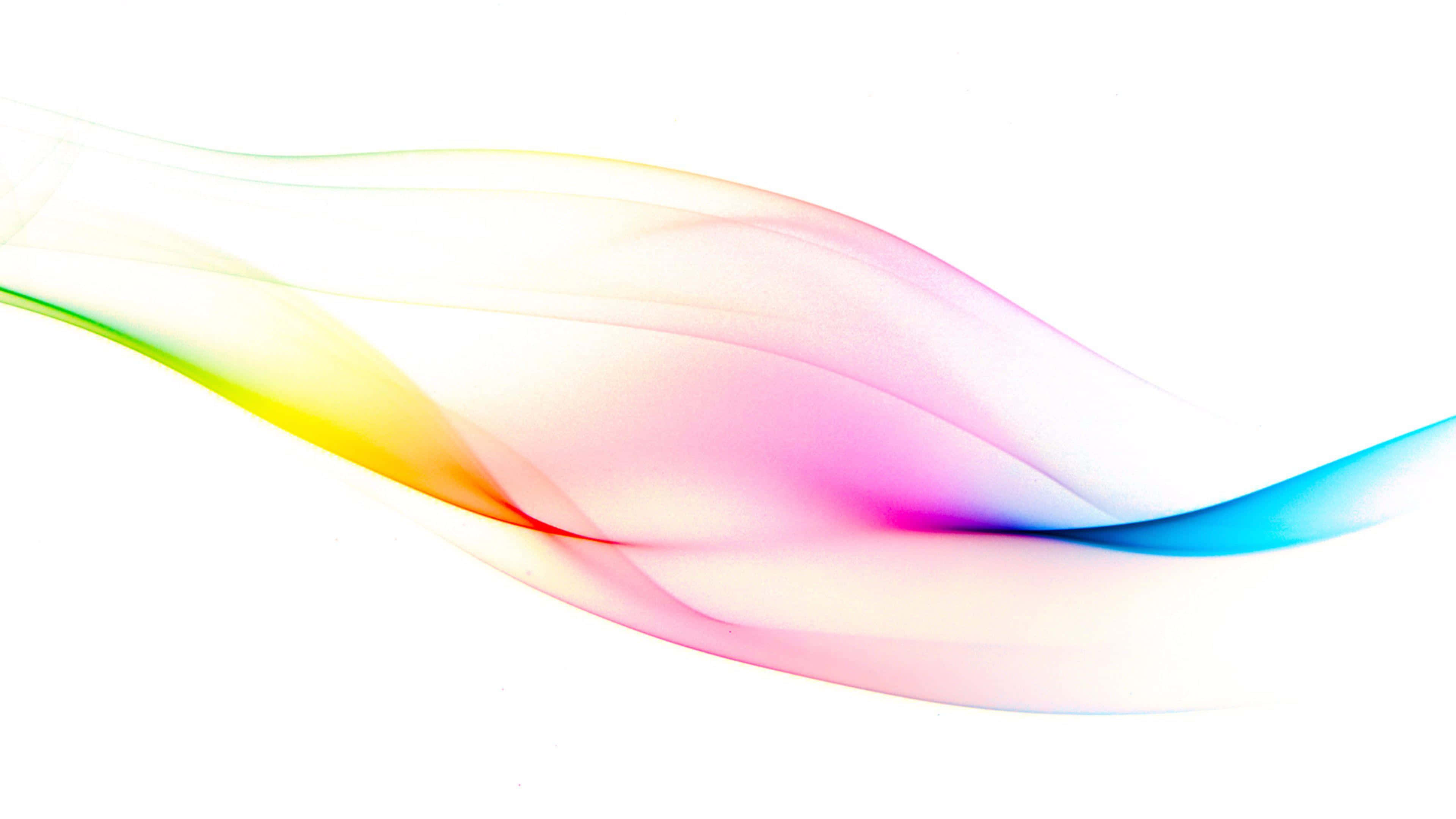 colorful abstract wave, rainbow colored smoke, pristine white background, 4K Desktop Wallpaper