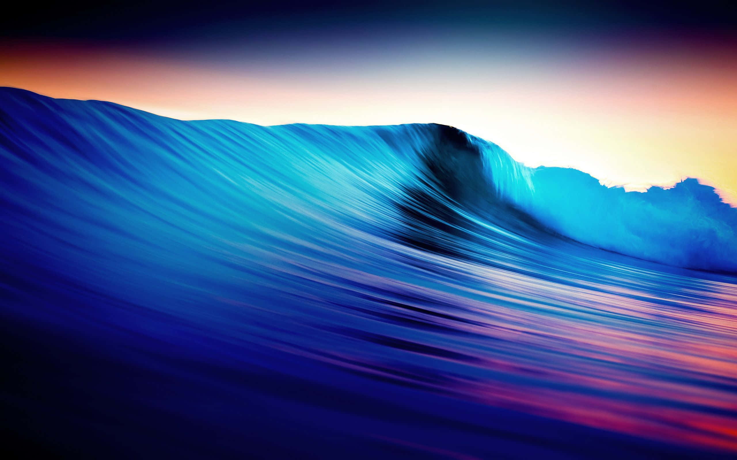 vibrant ocean wave abstract, blue wave, gradient sky, 2K Desktop Wallpaper