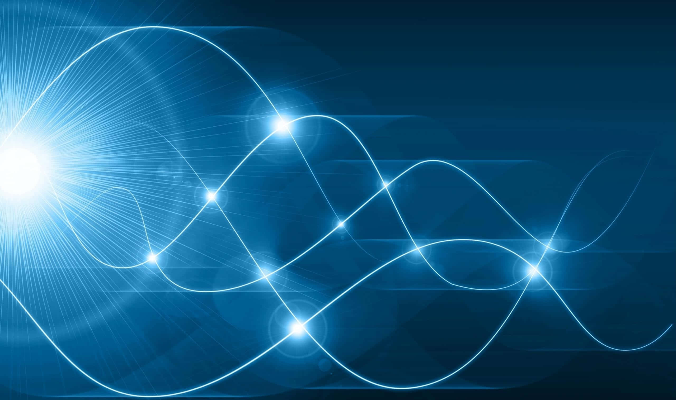 blue abstract light wave, radiant blue light, glowing wave lines, 2K Desktop Wallpaper