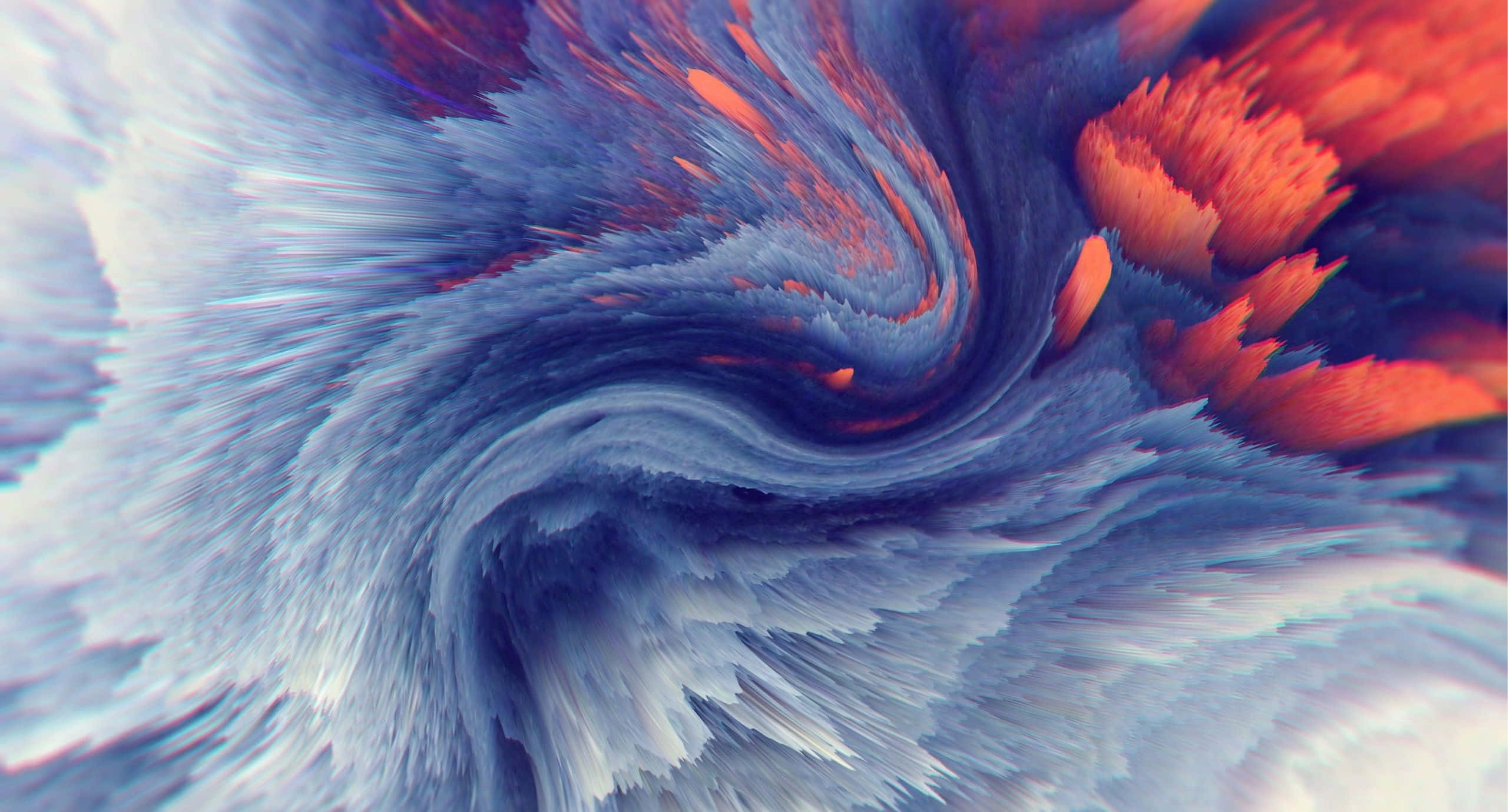 abstract fluid art wave, textured blue, fiery orange, 2K Desktop Wallpaper