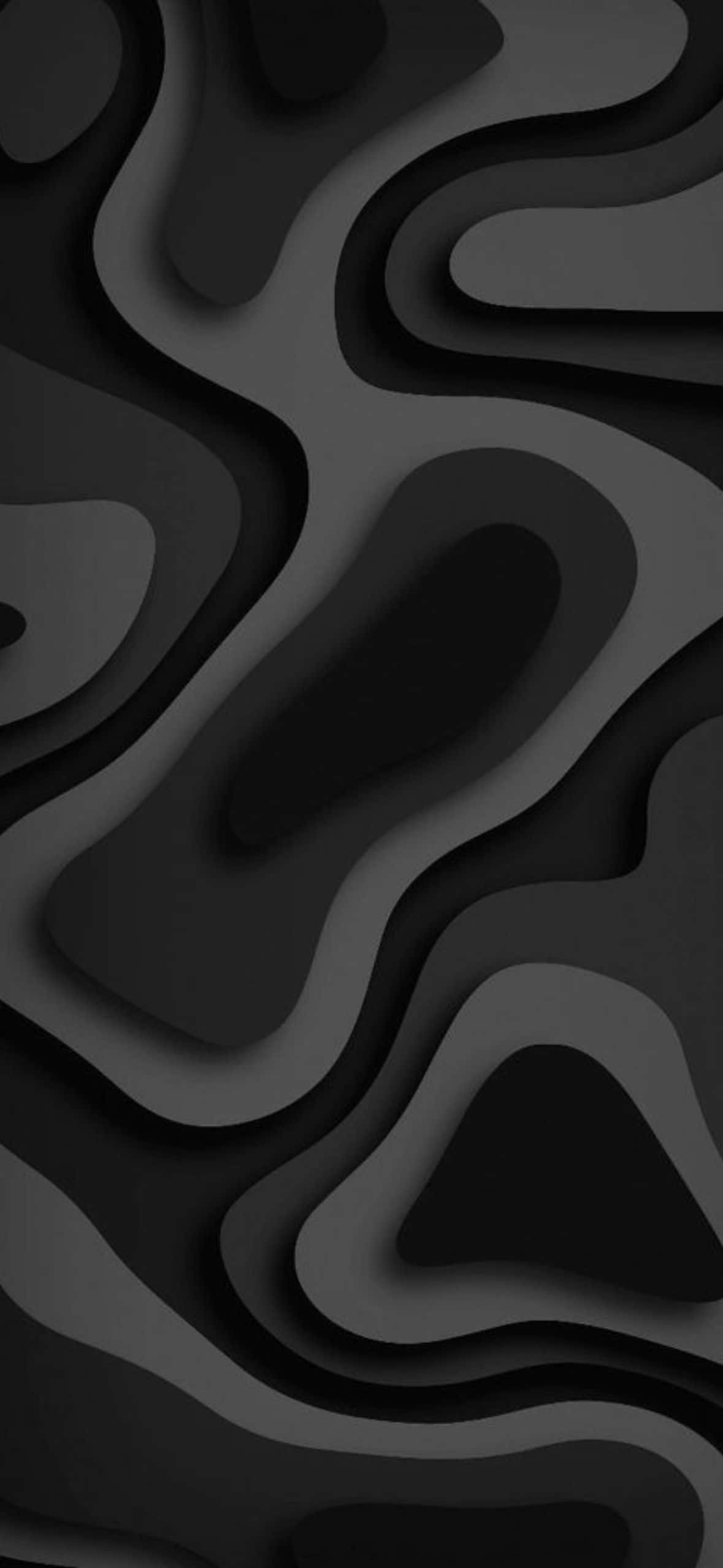 abstract black waves pattern, black and gray wavy layered paper cutout pattern, depth, Full HD Phone Wallpaper