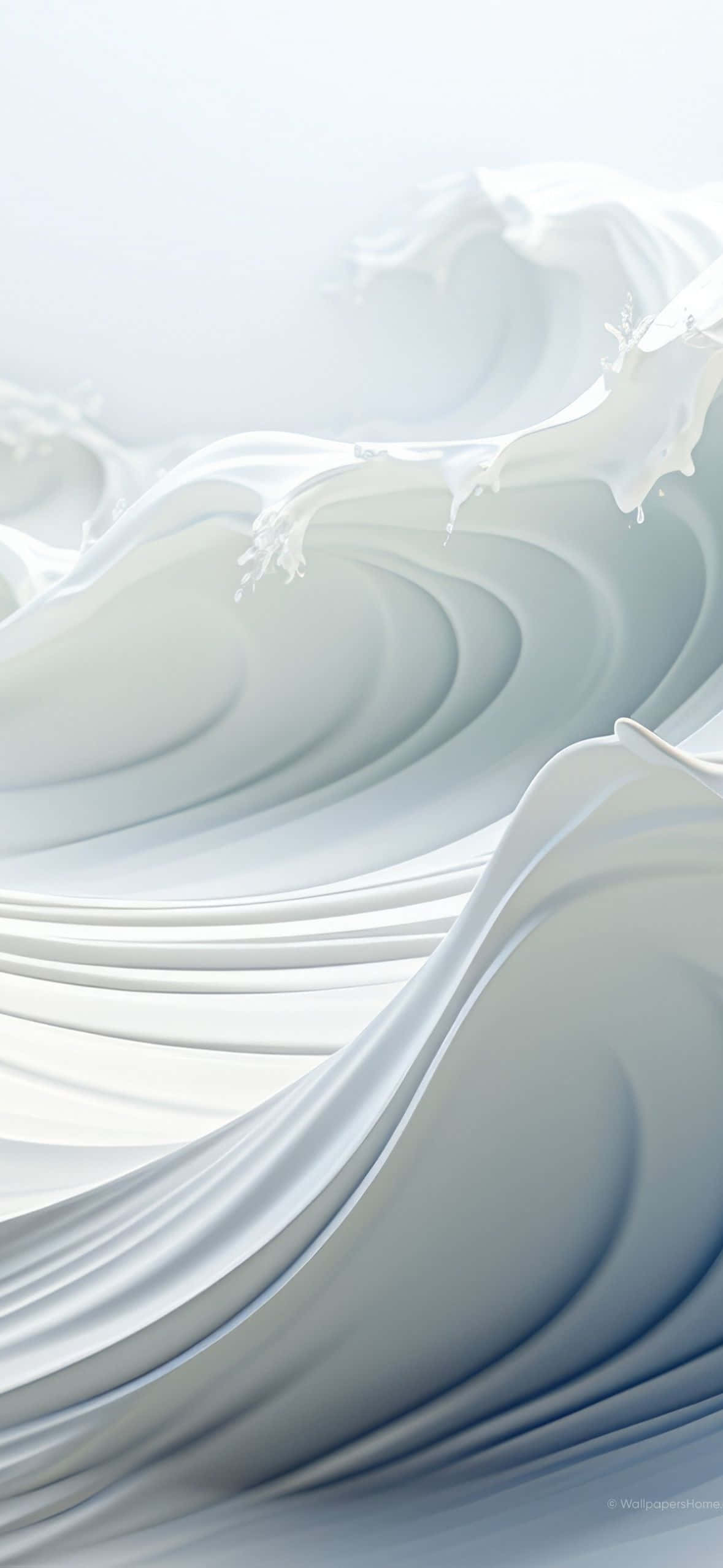 abstract wave pattern, creamy white liquid, smooth undulating curves, Full HD Phone Wallpaper