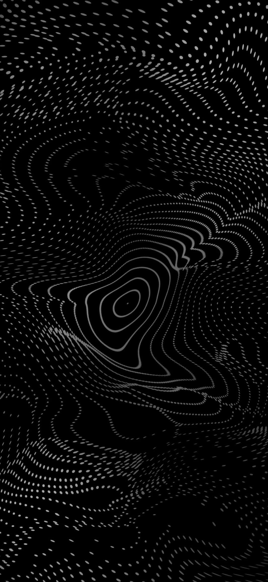 abstract black topographic waves, black background, white dotted wave patterns, Full HD Phone Wallpaper