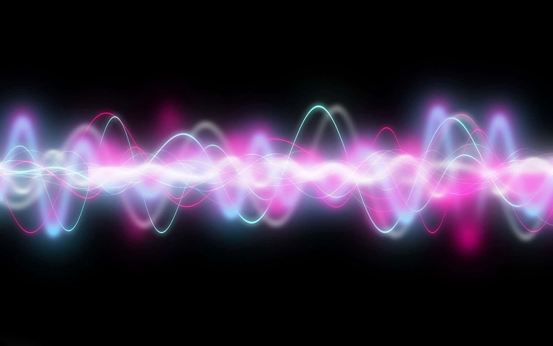 neon waveforms, pink and cyan light, deep black background, Full HD Desktop Wallpaper