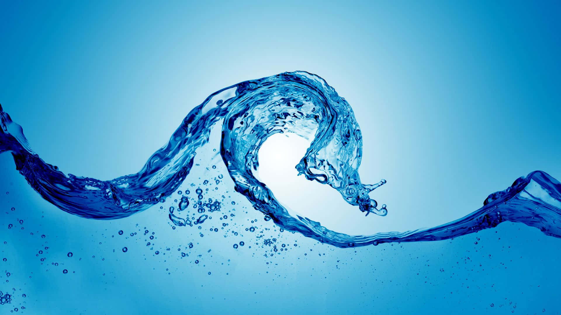dynamic blue water splash wave, soft gradient blue background, sparkling droplets, Full HD Desktop Wallpaper