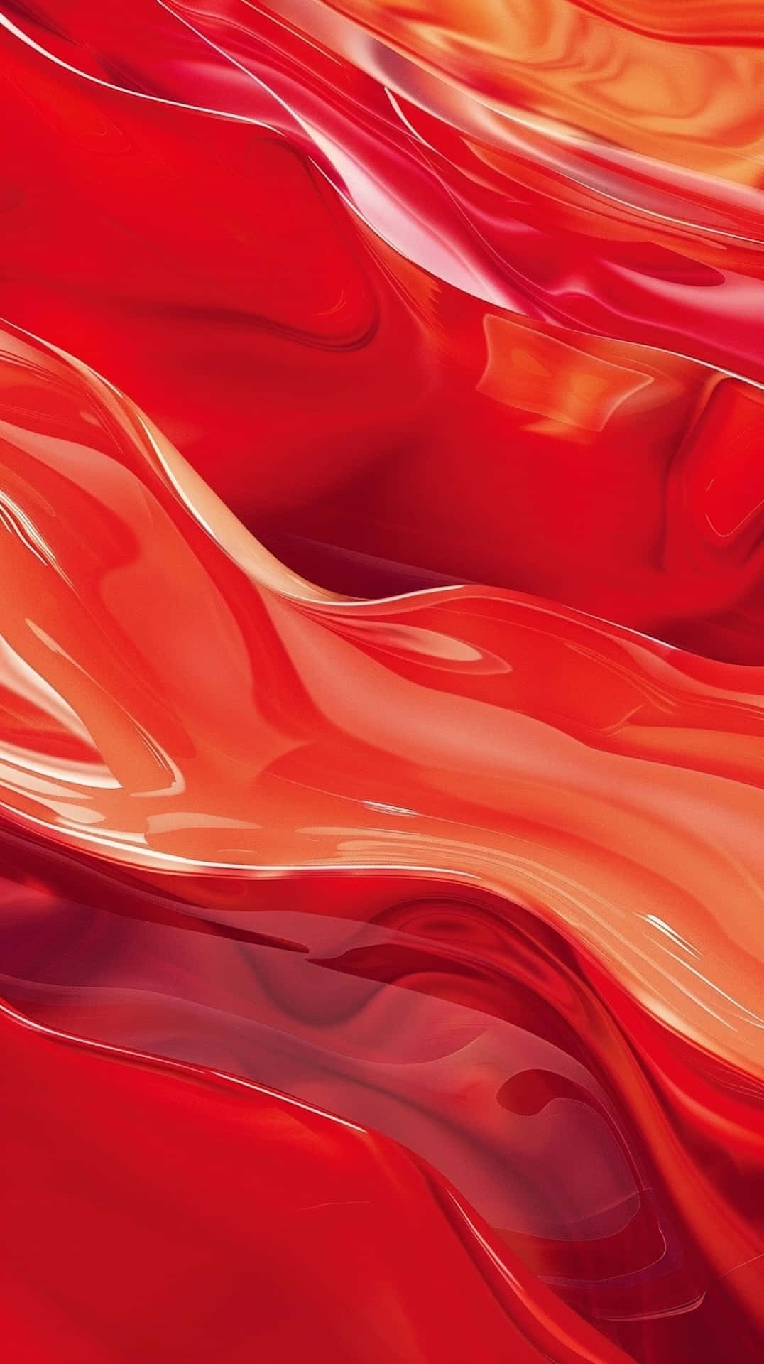 abstract red waves texture, vibrant flowing red and orange liquid waves, glossy highlights, Full HD Phone Wallpaper