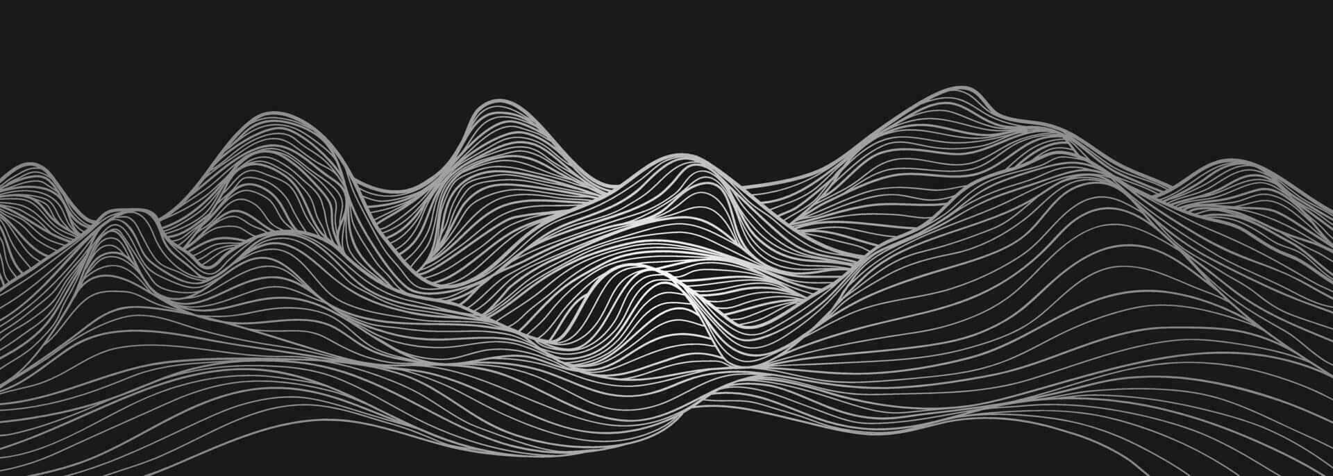 abstract line wave pattern, white line waves, stark black background, Full HD Desktop Wallpaper