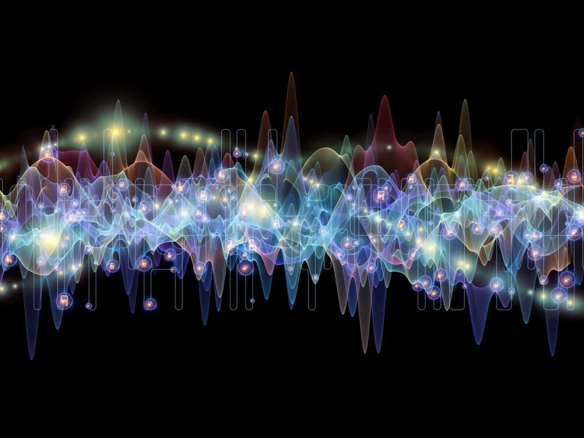abstract sound wave, glowing particles, black background, SD Desktop Wallpaper