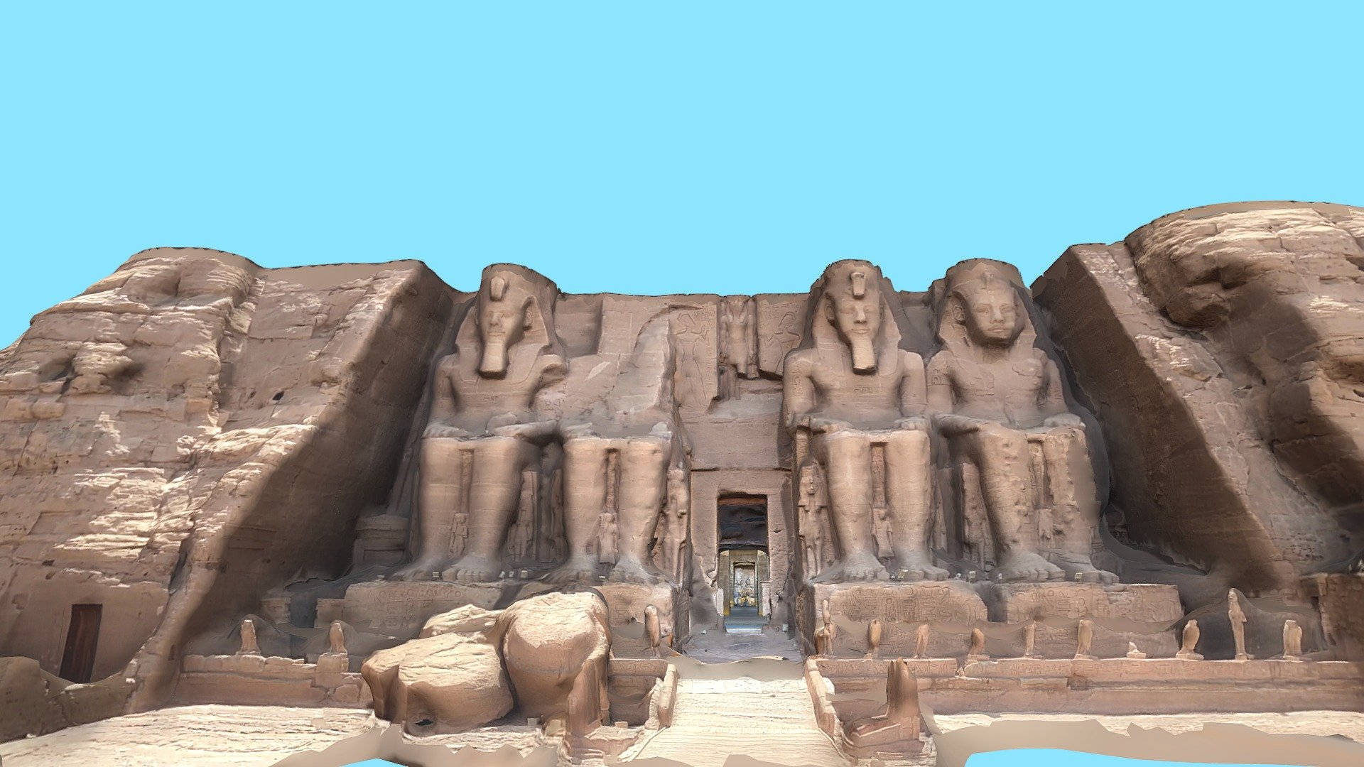 Abu Simbel, ancient Egyptian statues, sandstone cliffs, Full HD Desktop Wallpaper