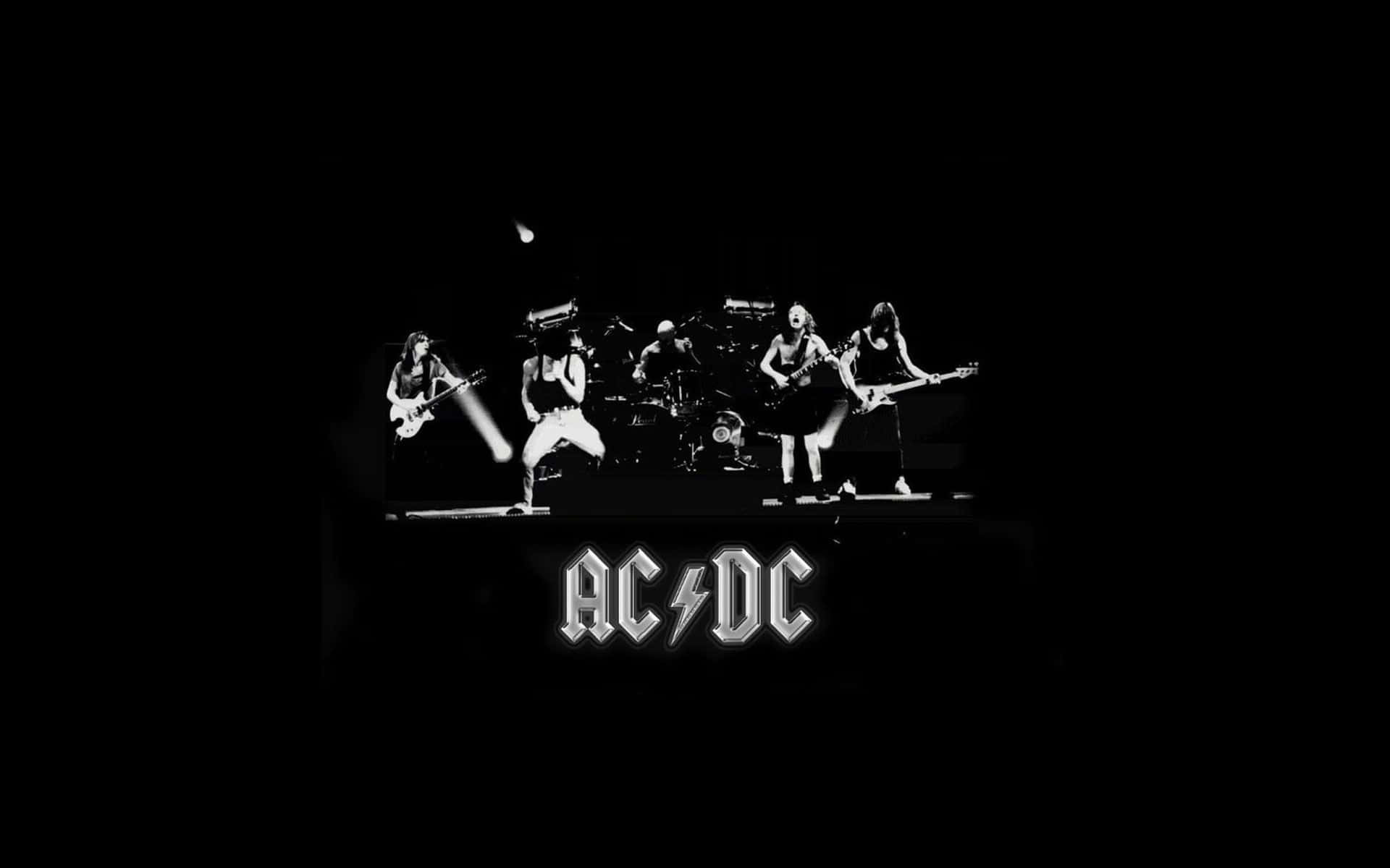 AC/DC, black and white photo, live on stage, Full HD Desktop Wallpaper