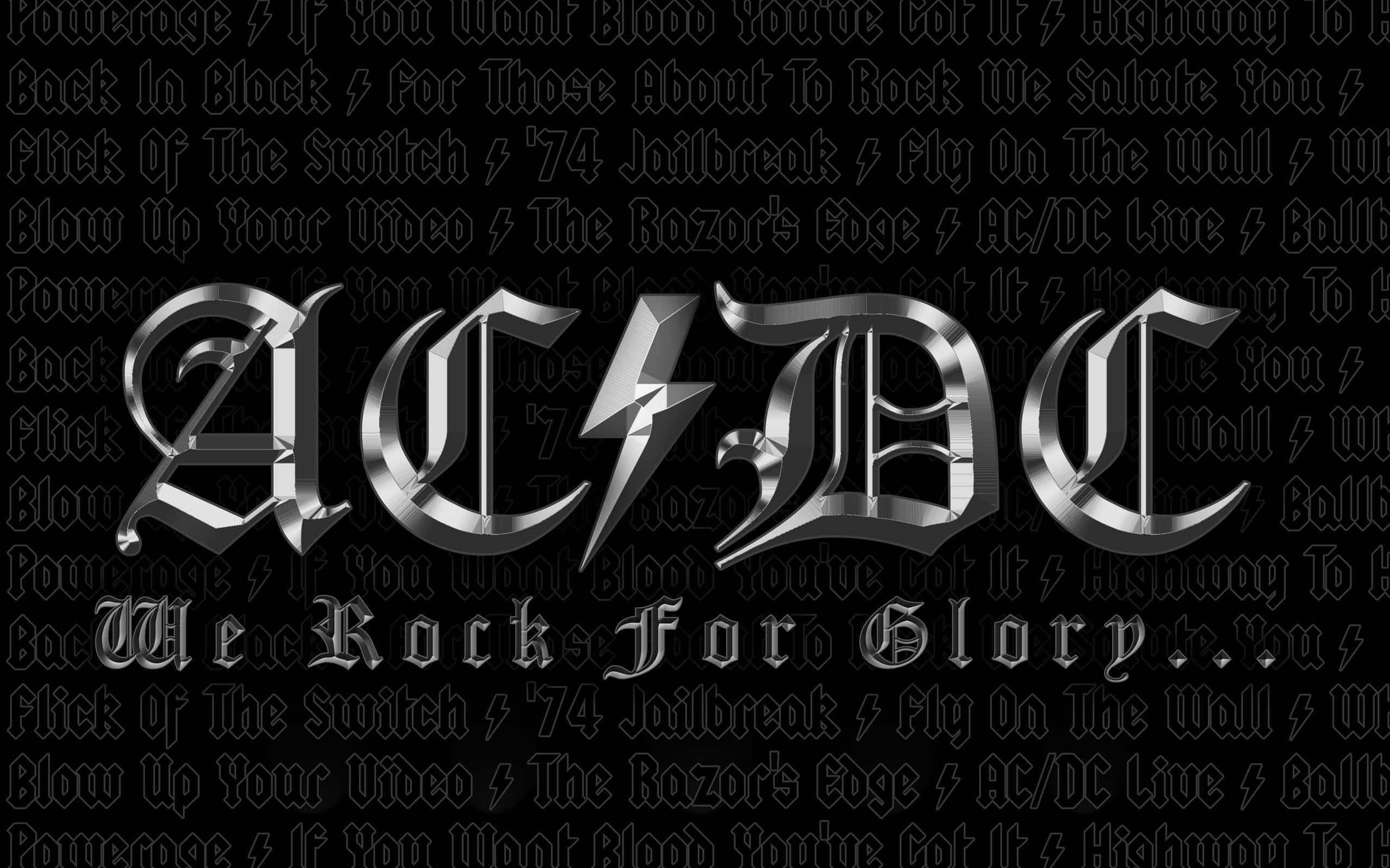 AC/DC, lightning bolt, black background, 2K Desktop Wallpaper