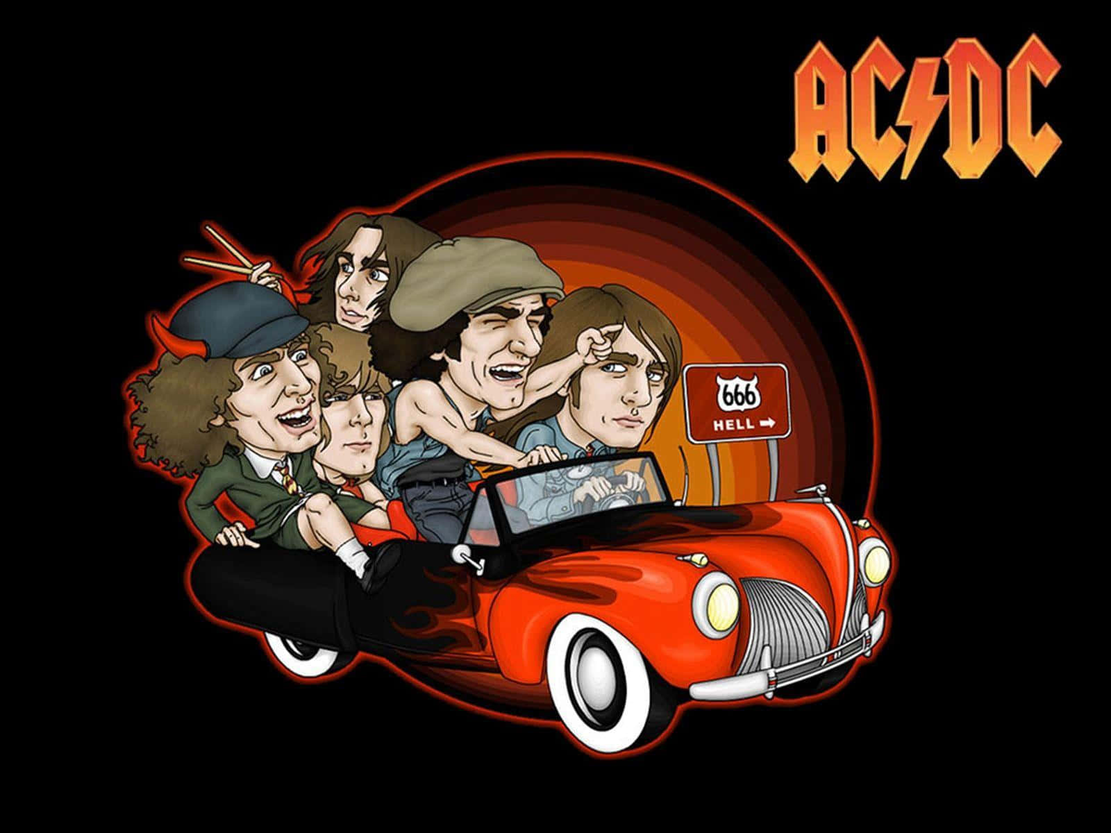 AC/DC, 666 HELL, red vintage car, HD Desktop Wallpaper