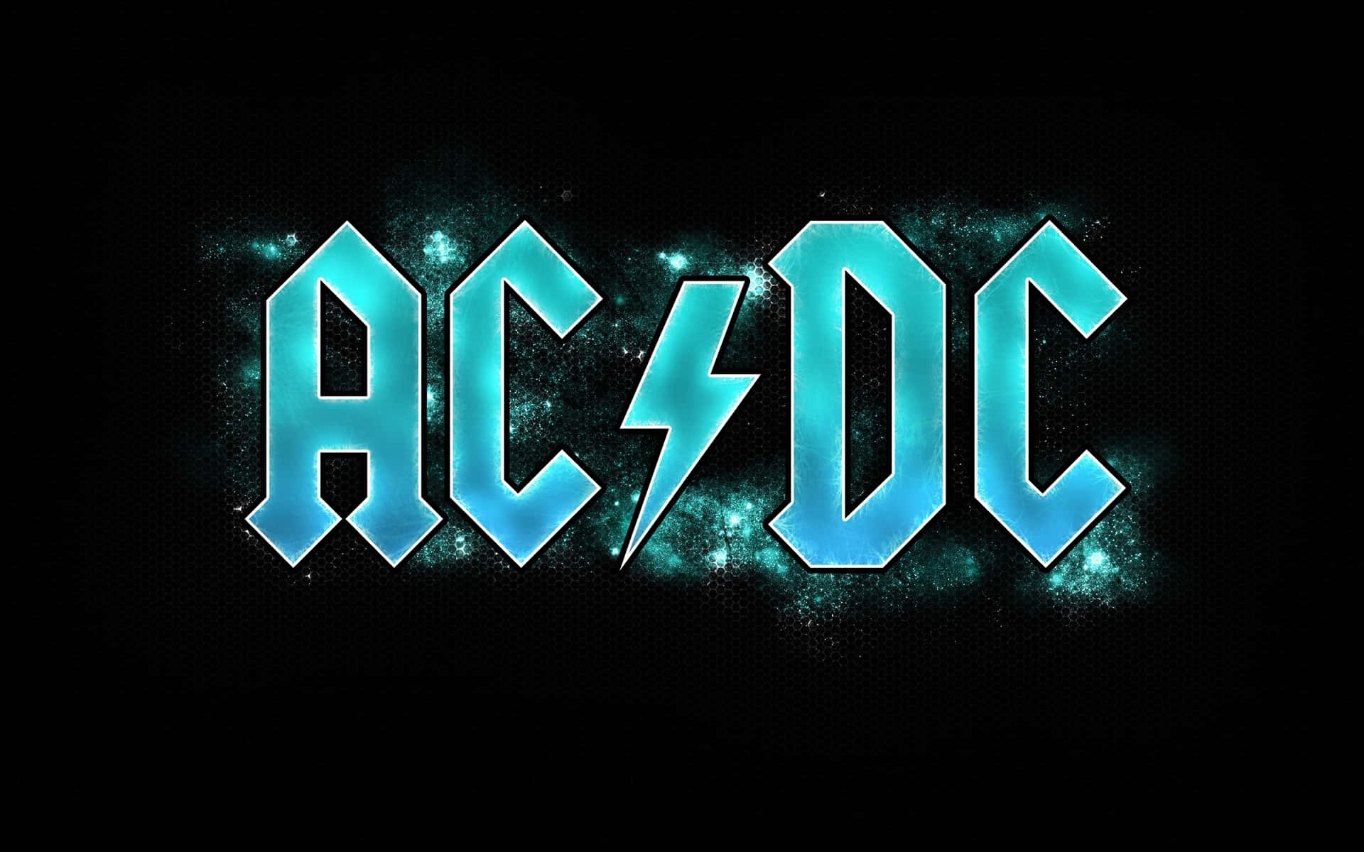 AC/DC, glowing turquoise, lightning bolt, Full HD Desktop Wallpaper