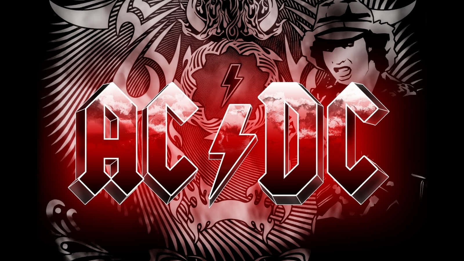AC/DC, red, black, HD Desktop Wallpaper