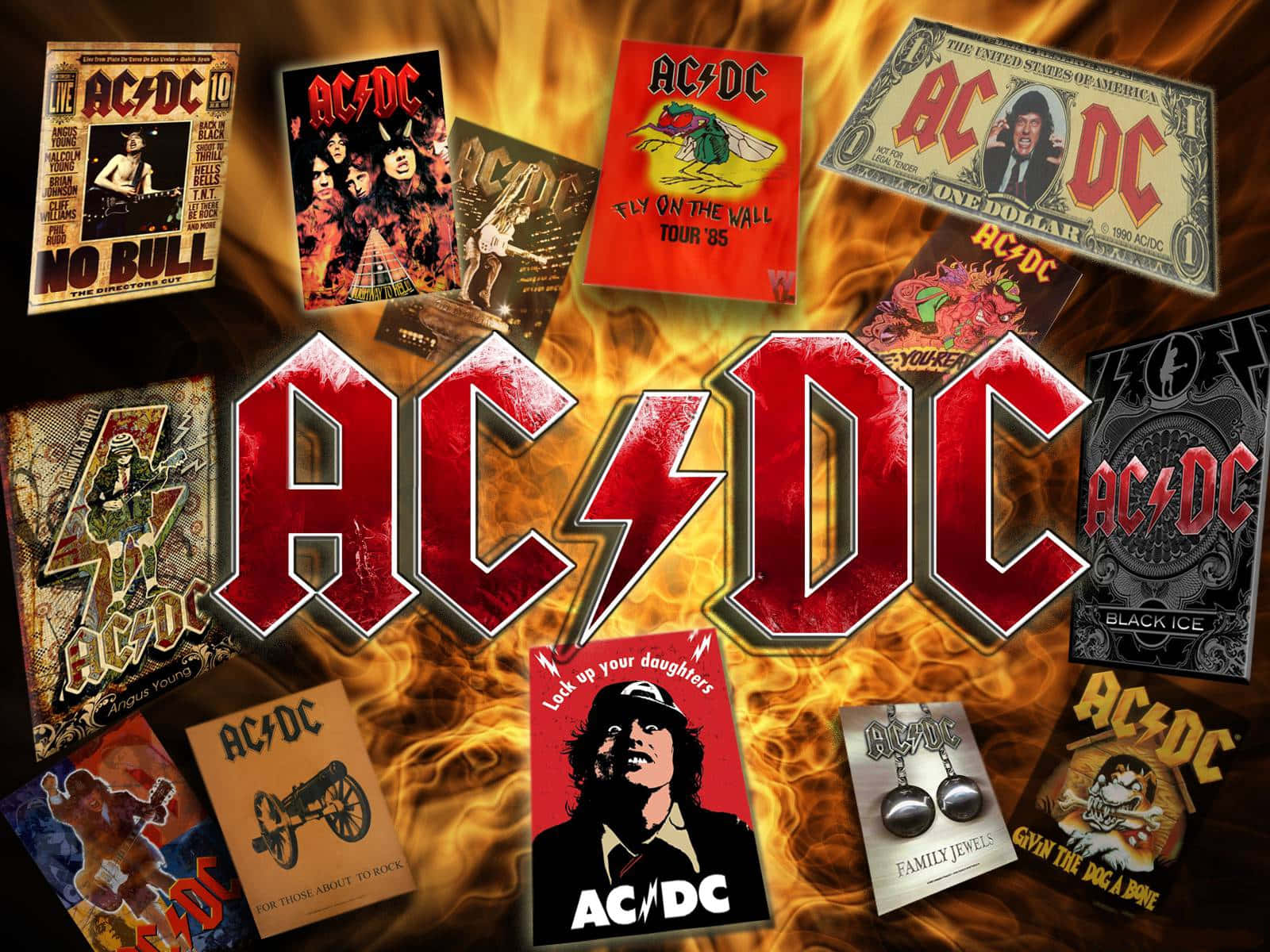 AC/DC, 1600 x 1200, fiery collage, HD Desktop Wallpaper