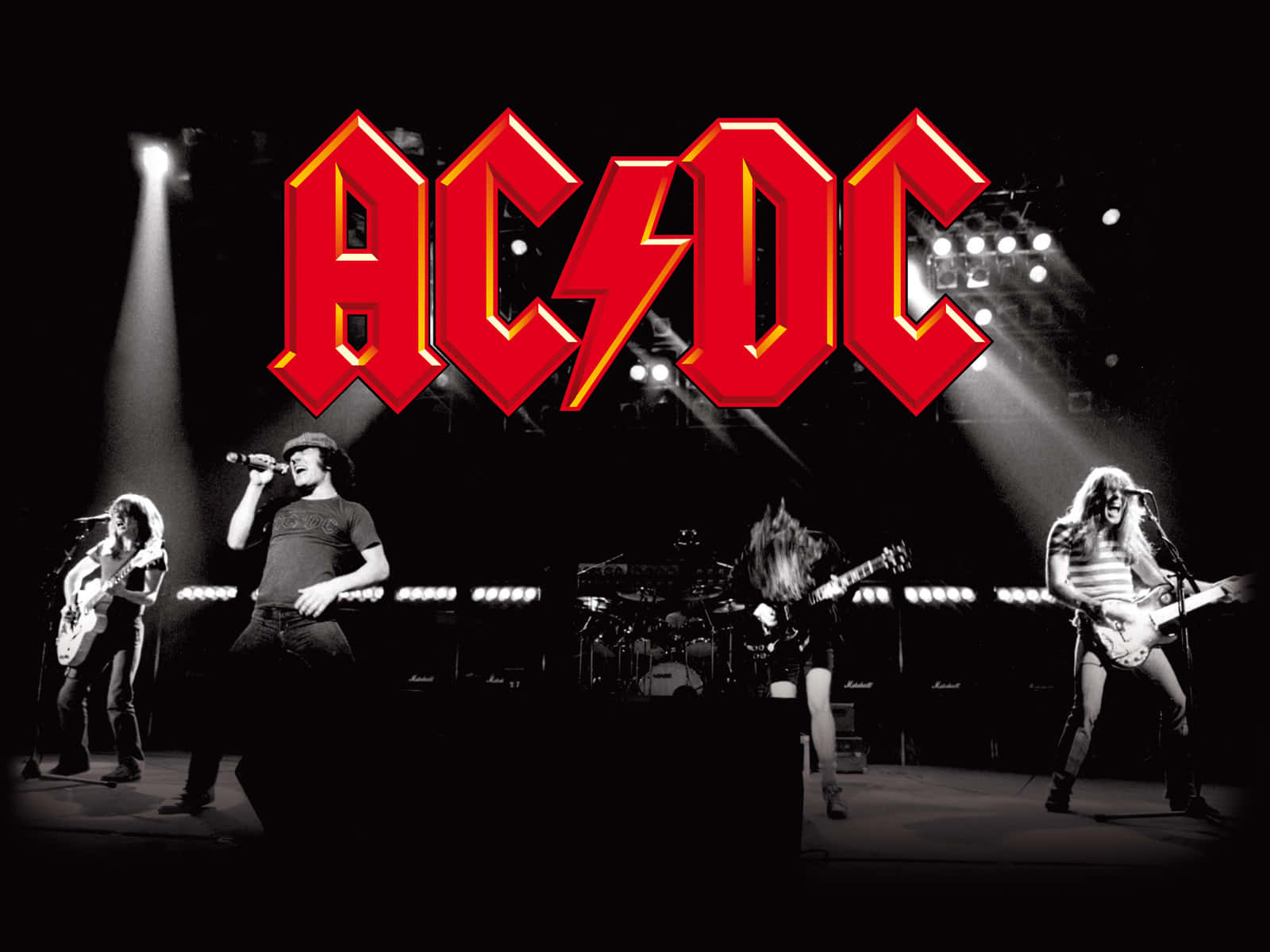 AC/DC, Live Performance Scene, dramatic spotlights, HD Desktop Wallpaper