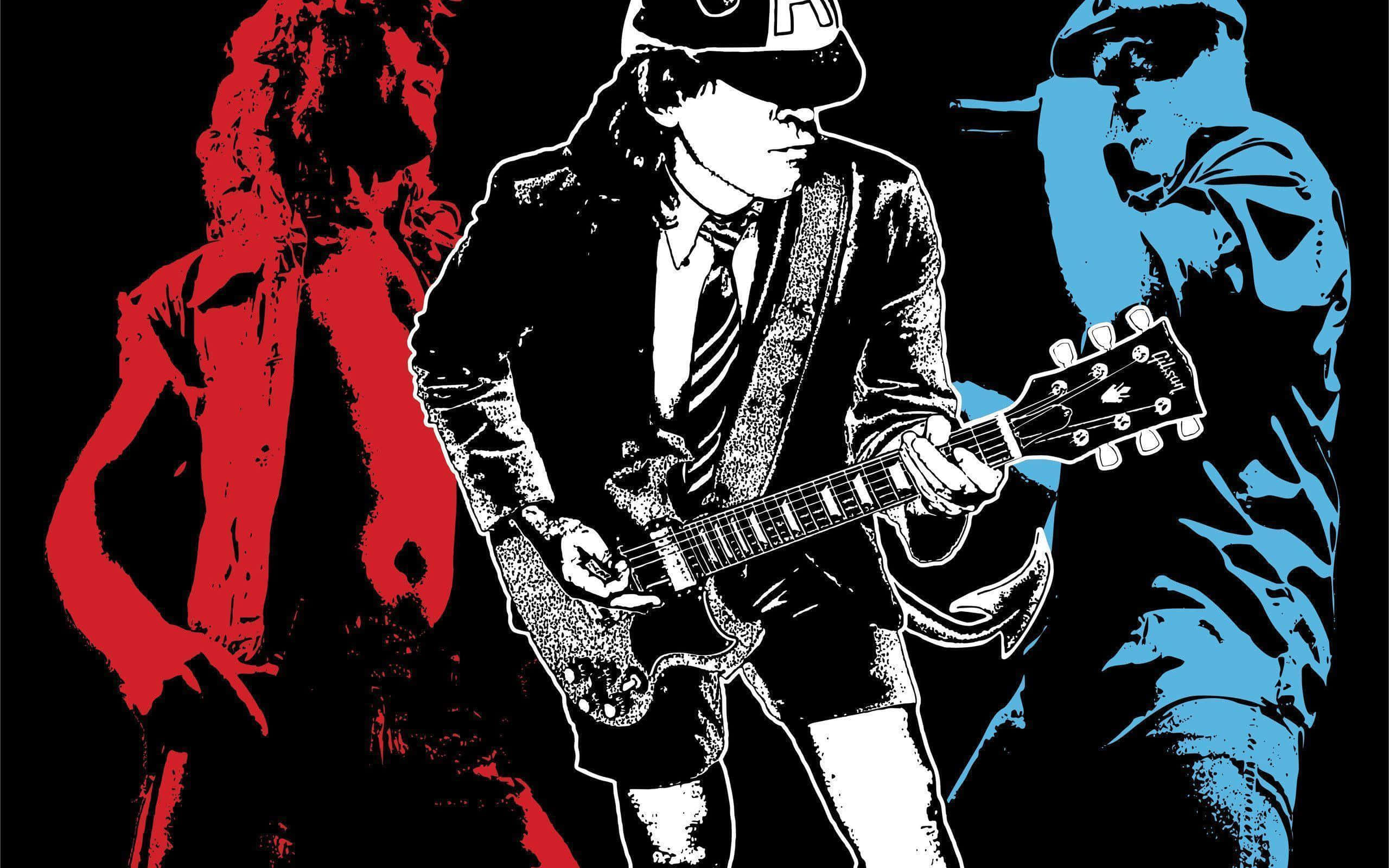 AC/DC, red, blue, 2K Desktop Wallpaper